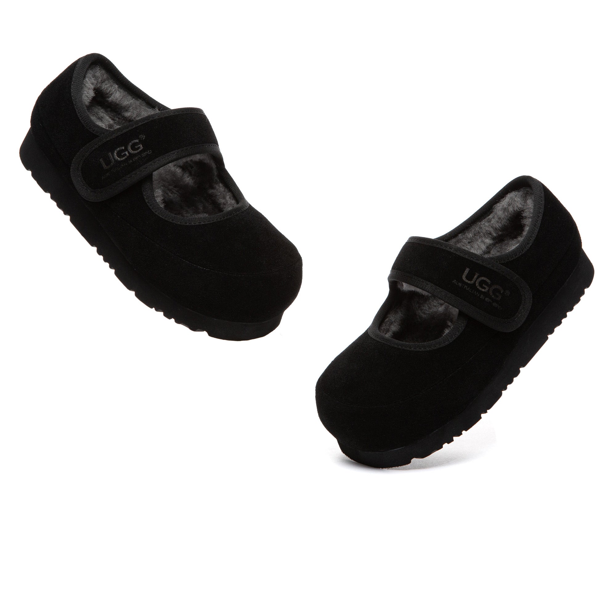 Kids' UGG slippers by EverUgg featuring Millie Mary Jane style with cozy, soft fabric and classic design for comfortable indoor wear.