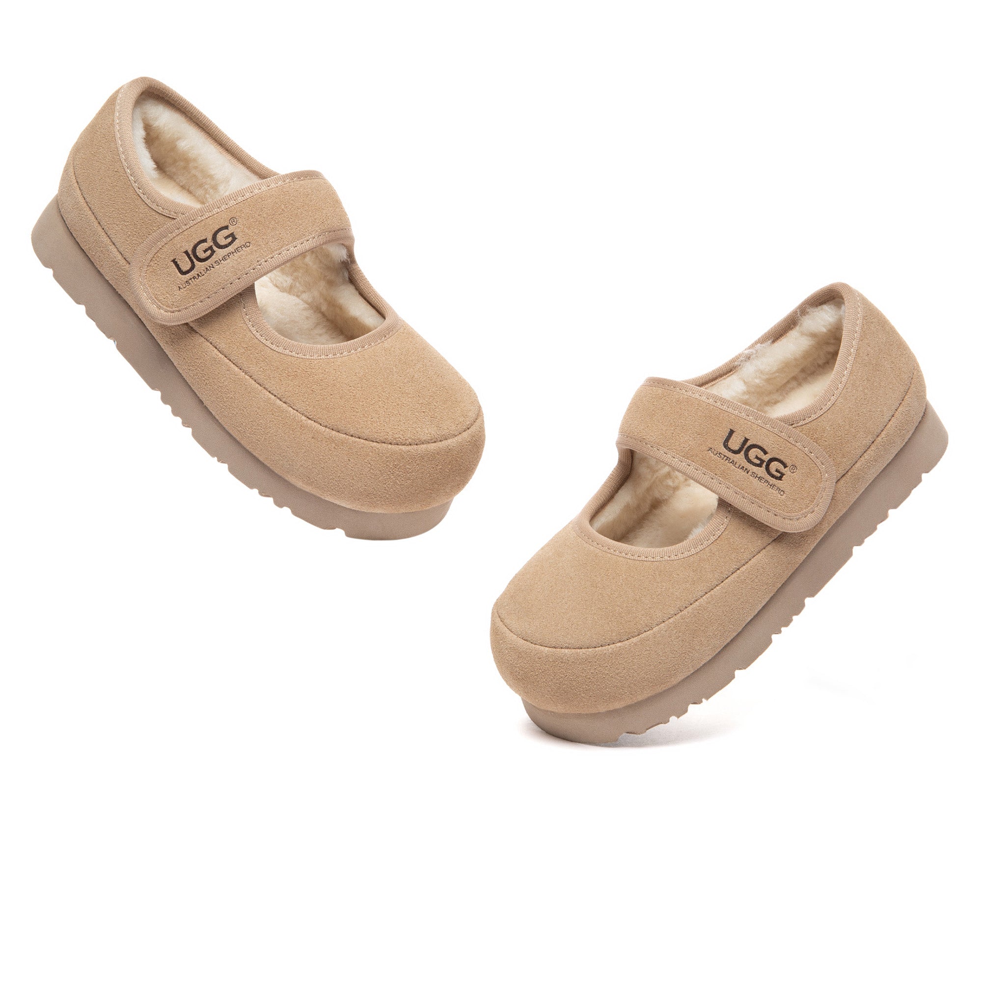 EverUgg Millie Mary Jane kids UGG slippers with soft straps and cozy interior, suitable for comfortable indoor wear.