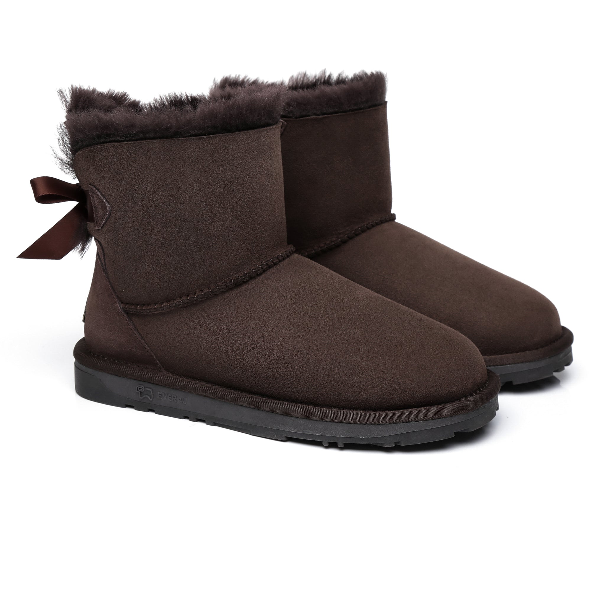 EverUgg Mini Back Bow UGG Boots, cozy ankle boots with a bow detail, in soft suede with plush lining.