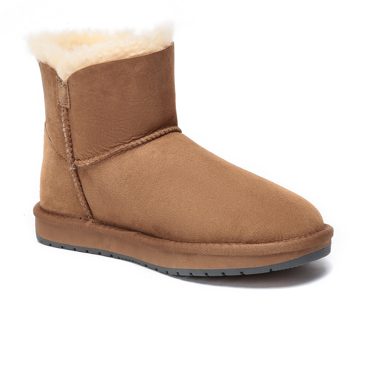 EverUgg mini button UGG boots for women, classic sheepskin shoes with button details, cozy and stylish winter footwear.