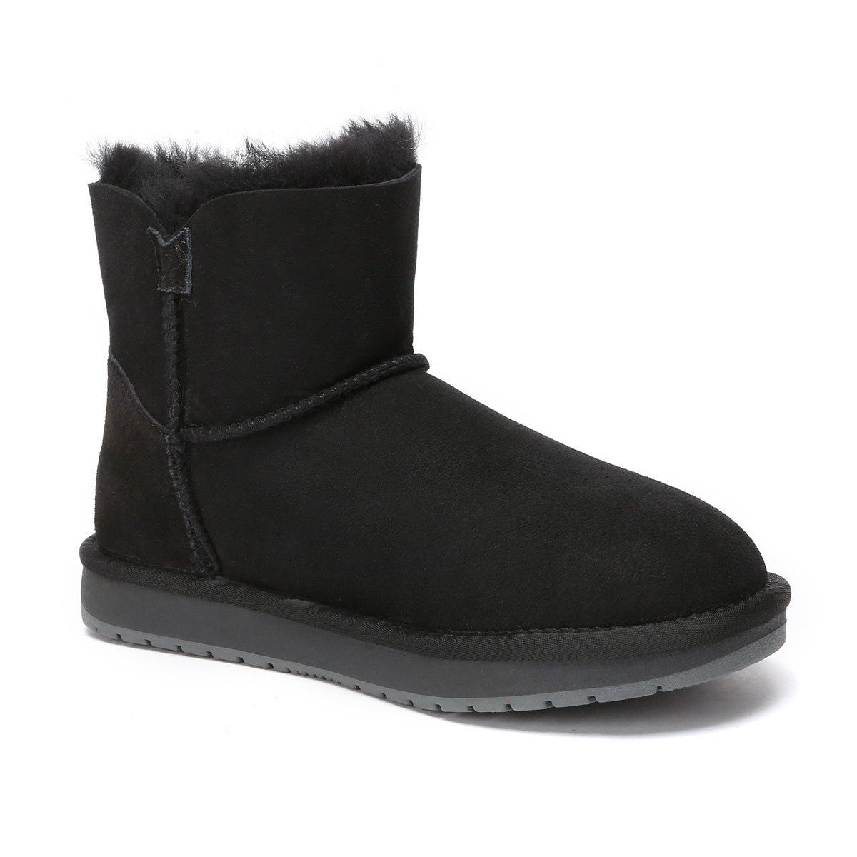 Black Mini Button UGG Boots for women by EverUgg, showcasing classic UGG style with button details and cozy fit.