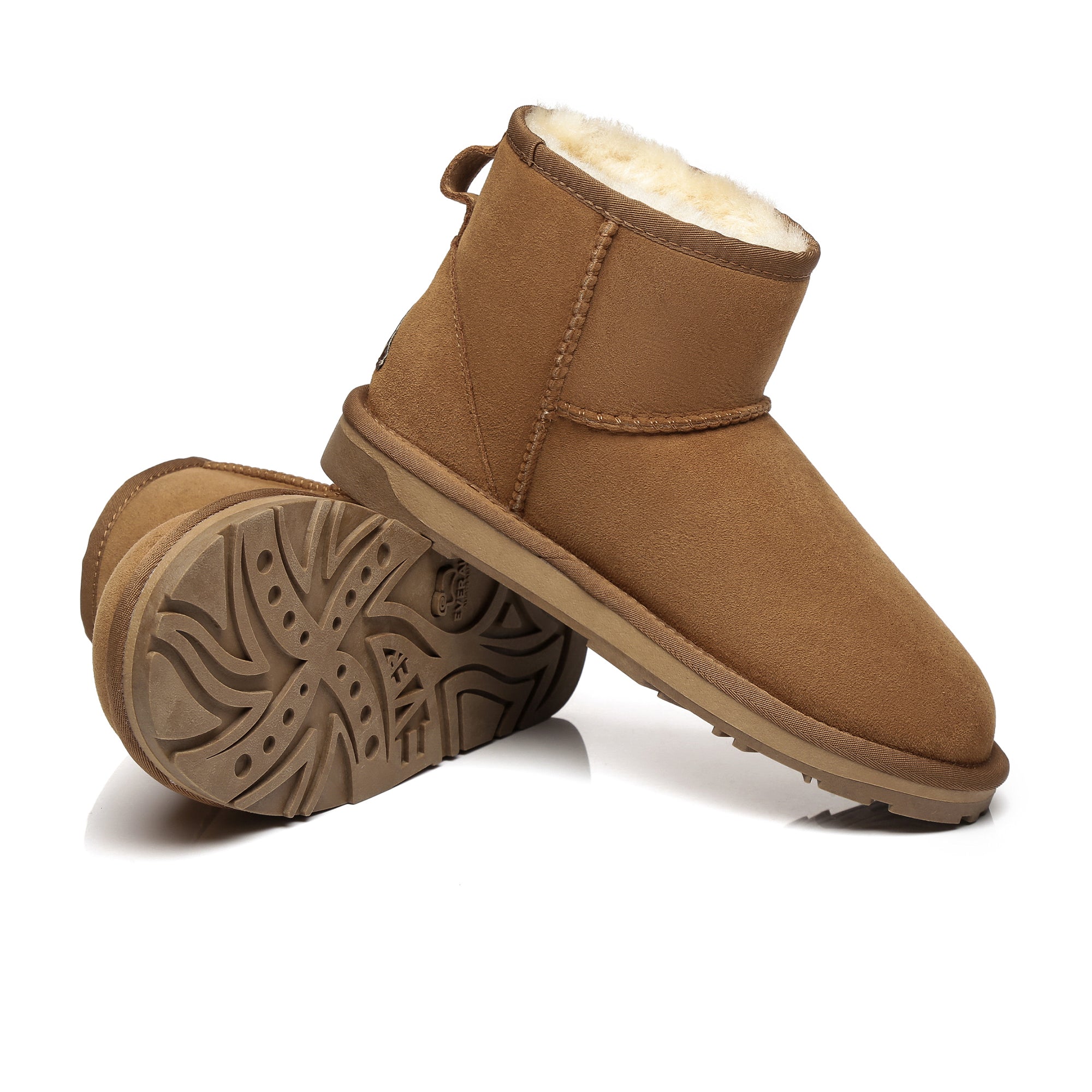 EverUgg Mini Classic Sheepskin UGG Boots for women, showing the cozy sheepskin exterior and classic ankle-high design.