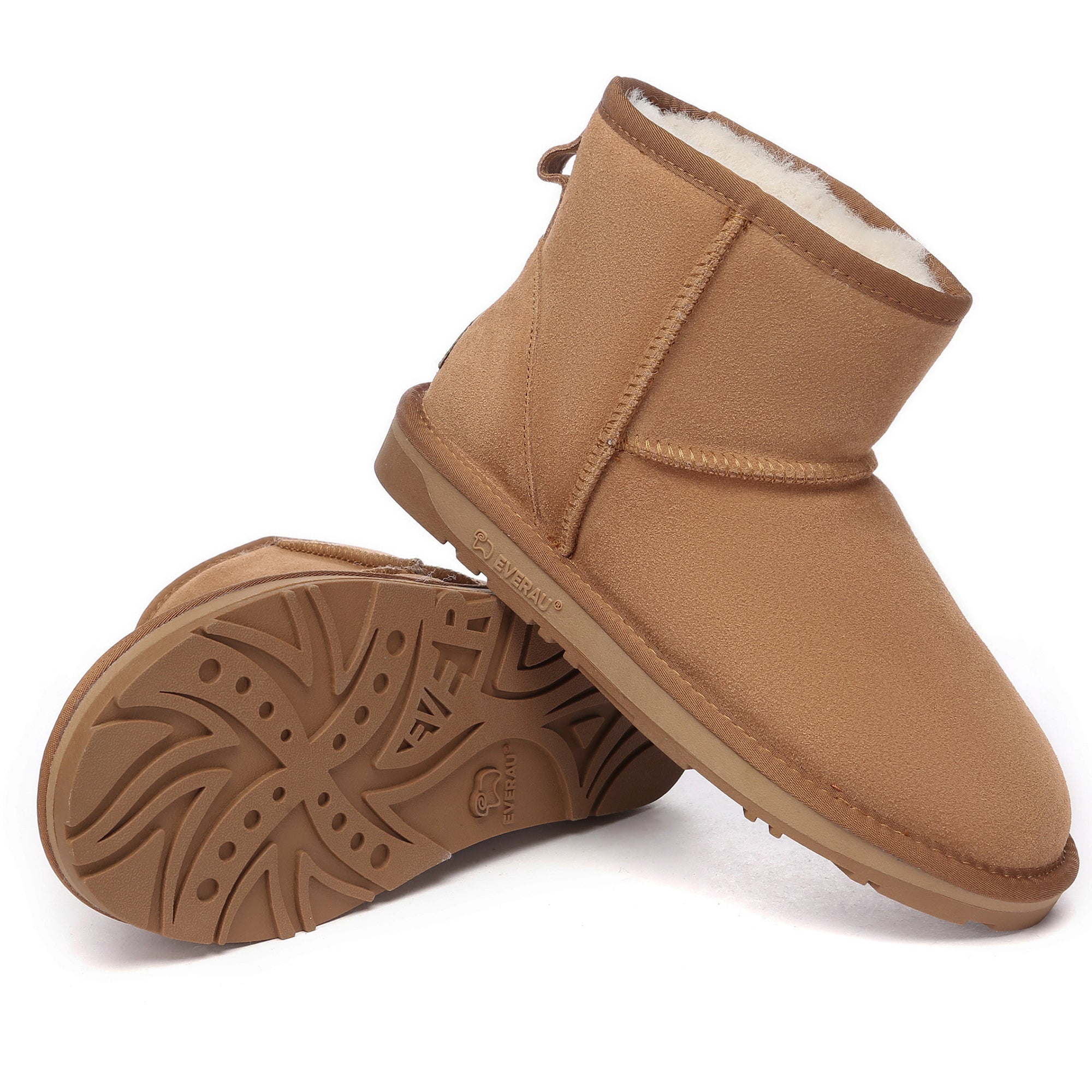 Mini Classic UGG Boots by EverUgg, cozy suede boots with plush sheepskin lining, perfect for cold weather.