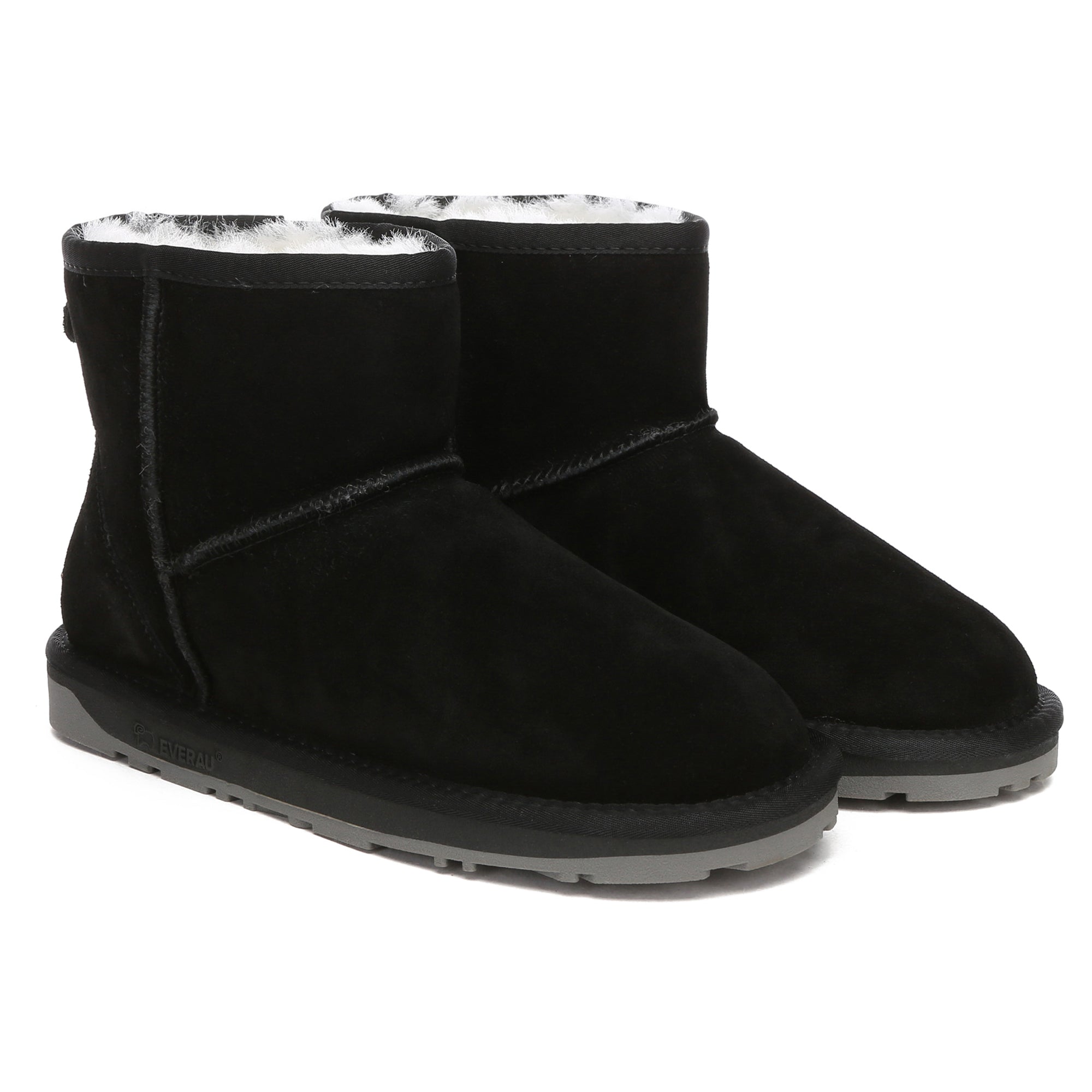 Black Mini Classic UGG Boots by EverUgg, featuring soft sheepskin lining and a cozy, stylish design for casual wear.