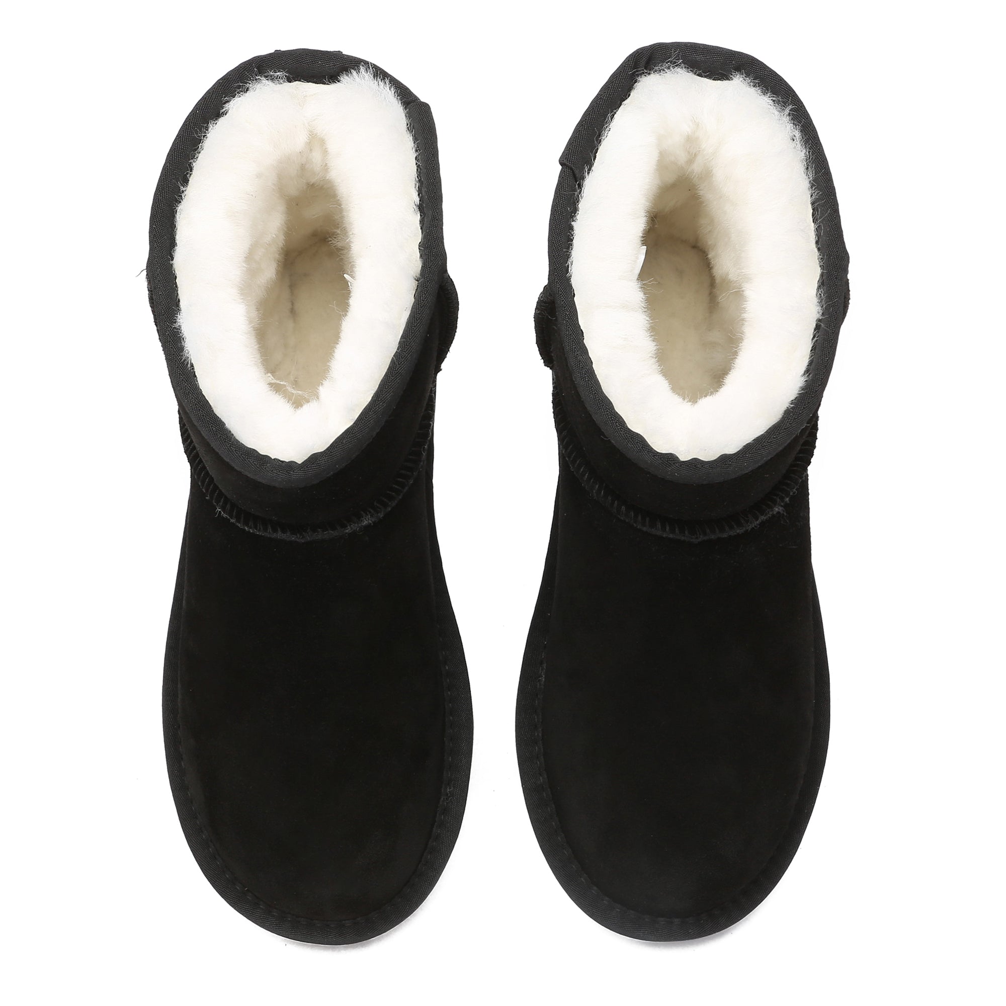 Black Mini Classic UGG Boots by EverUgg with plush sheepskin lining and slip-on style, perfect for casual winter wear.