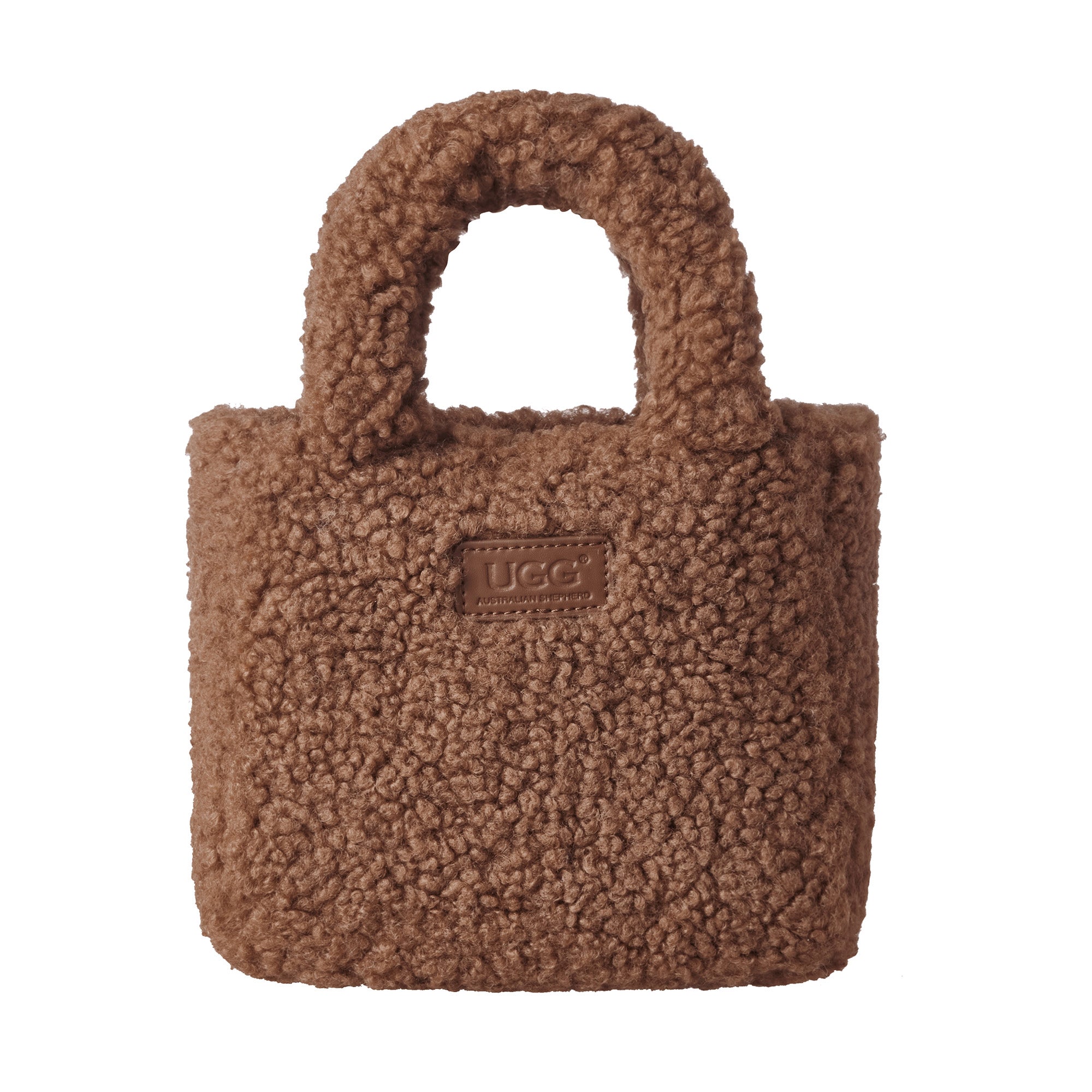 Mini Teddy UGG handbag by EverUgg featuring soft plush material, compact design, and a top handle for stylish carry.