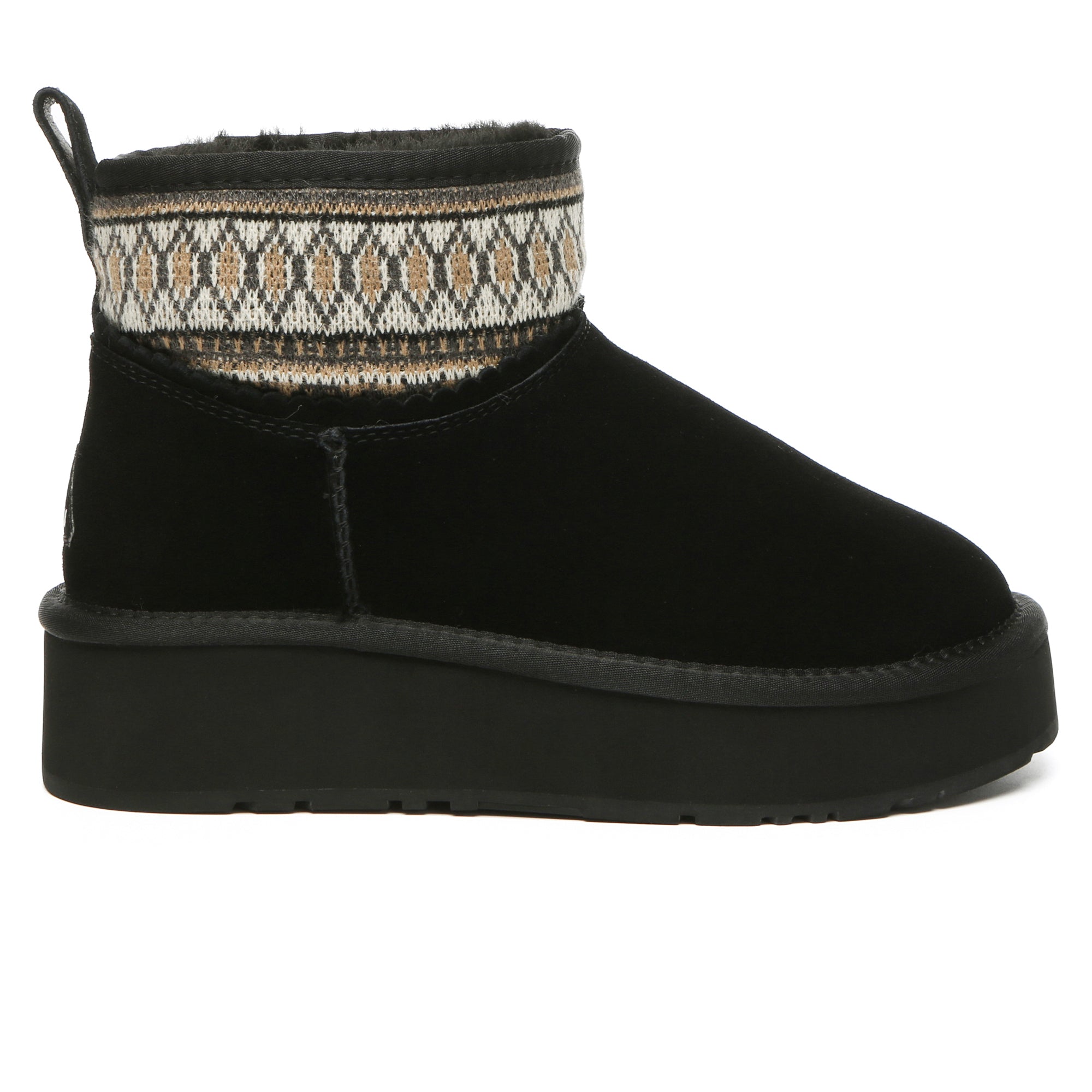 EverUgg mini woven ankle platform shoes for women, stylish UGG boots with woven detail and a comfortable platform sole.
