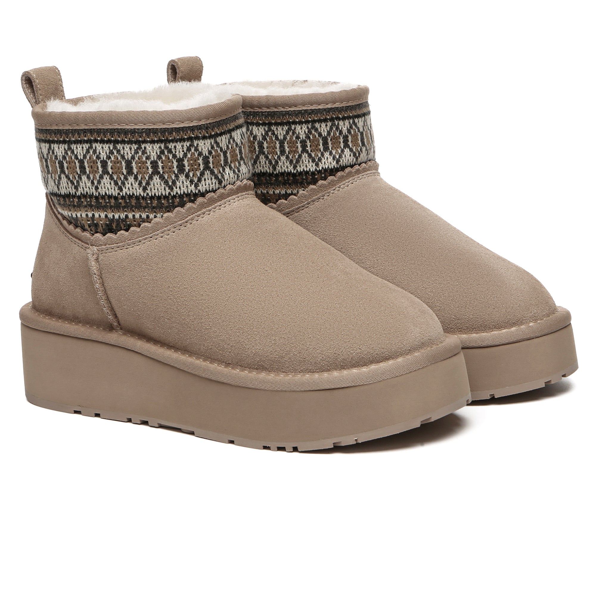 EverUgg mini woven ankle platform shoes for women featuring a stylish woven design and UGG branding.