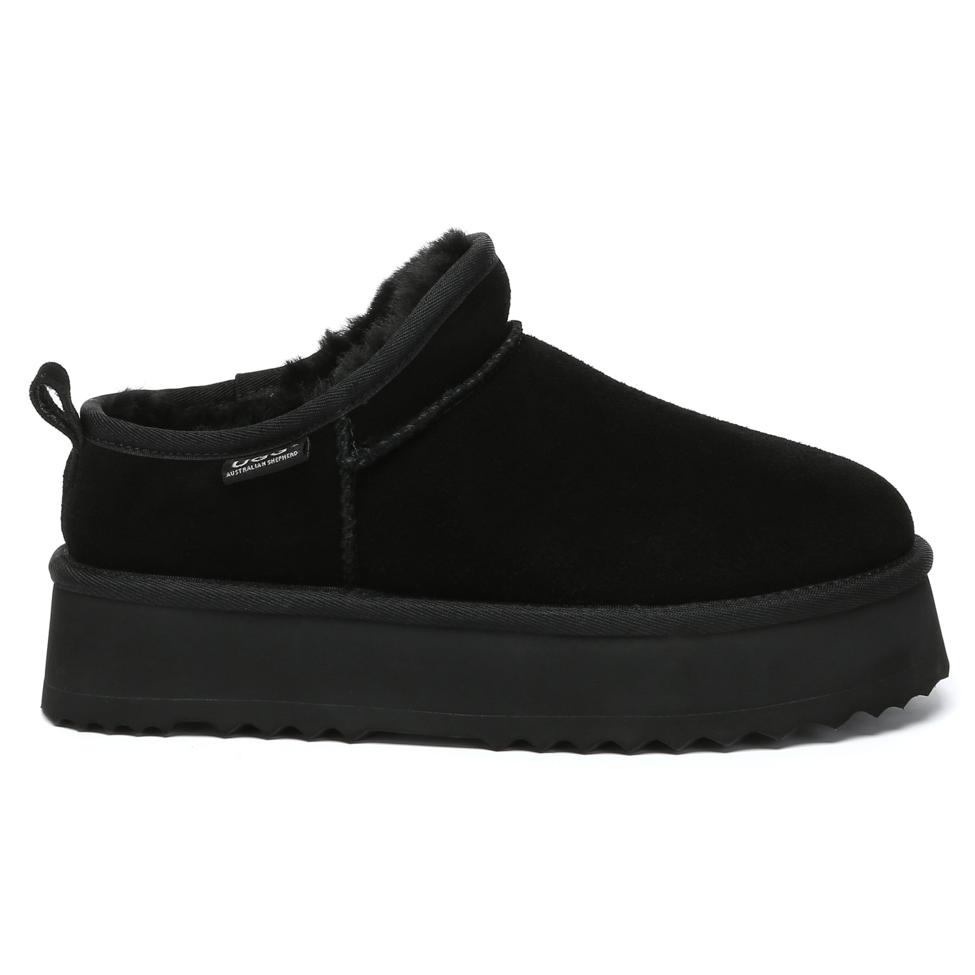EverUgg Nano Classic ankle UGG platform boots for women with tan suede exterior and plush sheepskin lining.