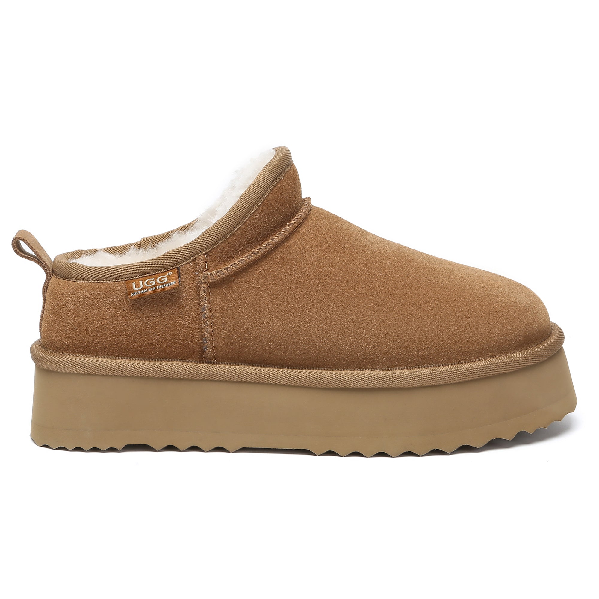 EverUgg Nano Classic Ankle UGG platform boots for women with suede exterior and cozy shearling lining.