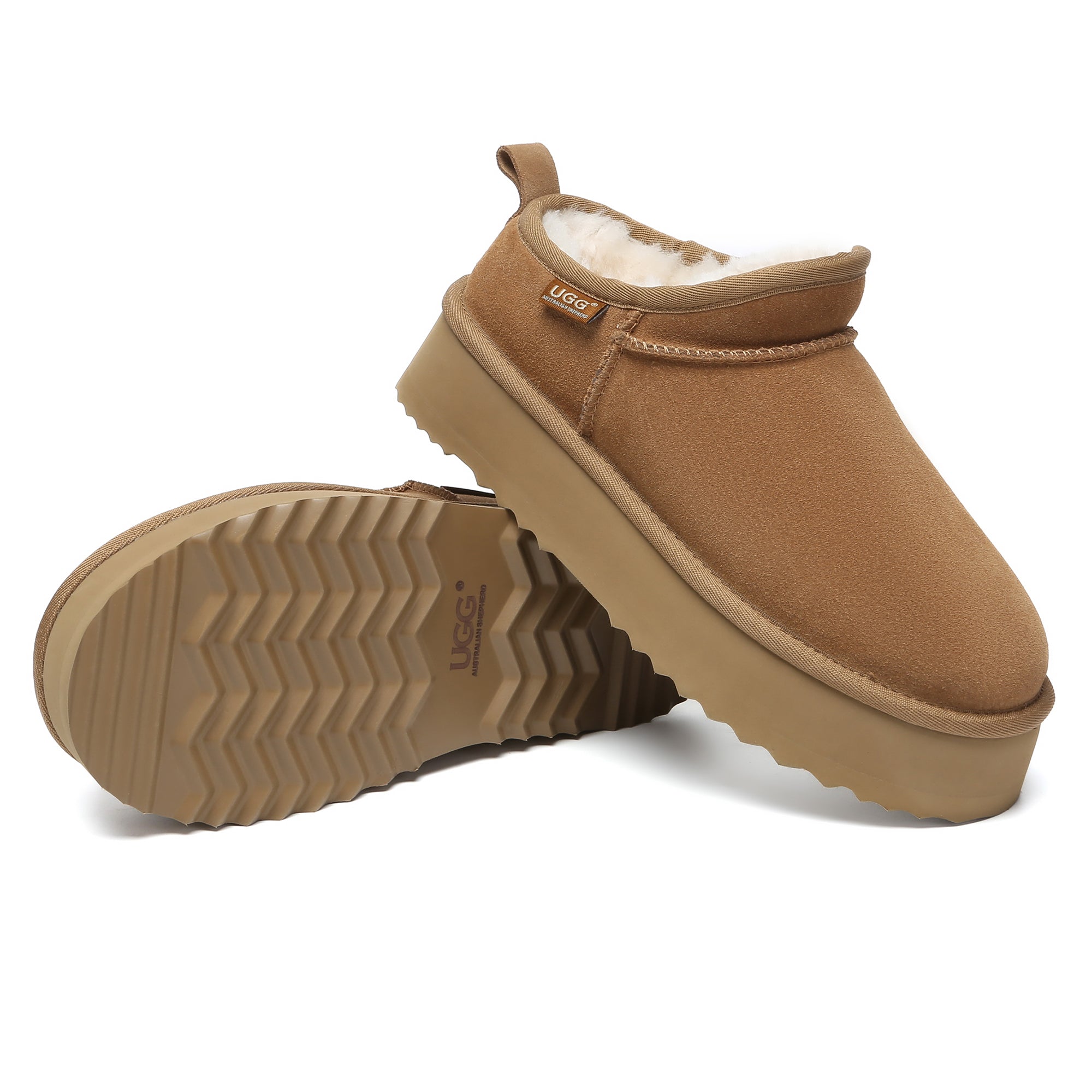 EverUgg Nano Classic ankle UGG platform boots for women, featuring plush sheepskin lining and durable sole.