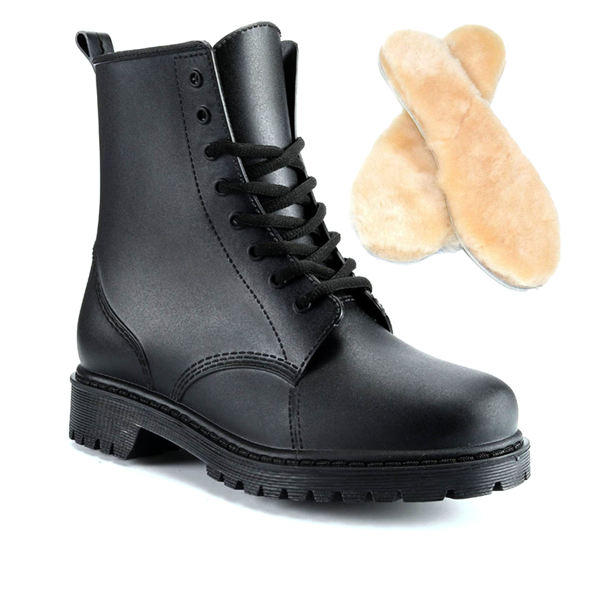 AllSlides Nomad Black waterproof boots with sturdy design and waterproof material, ideal for rainy weather.