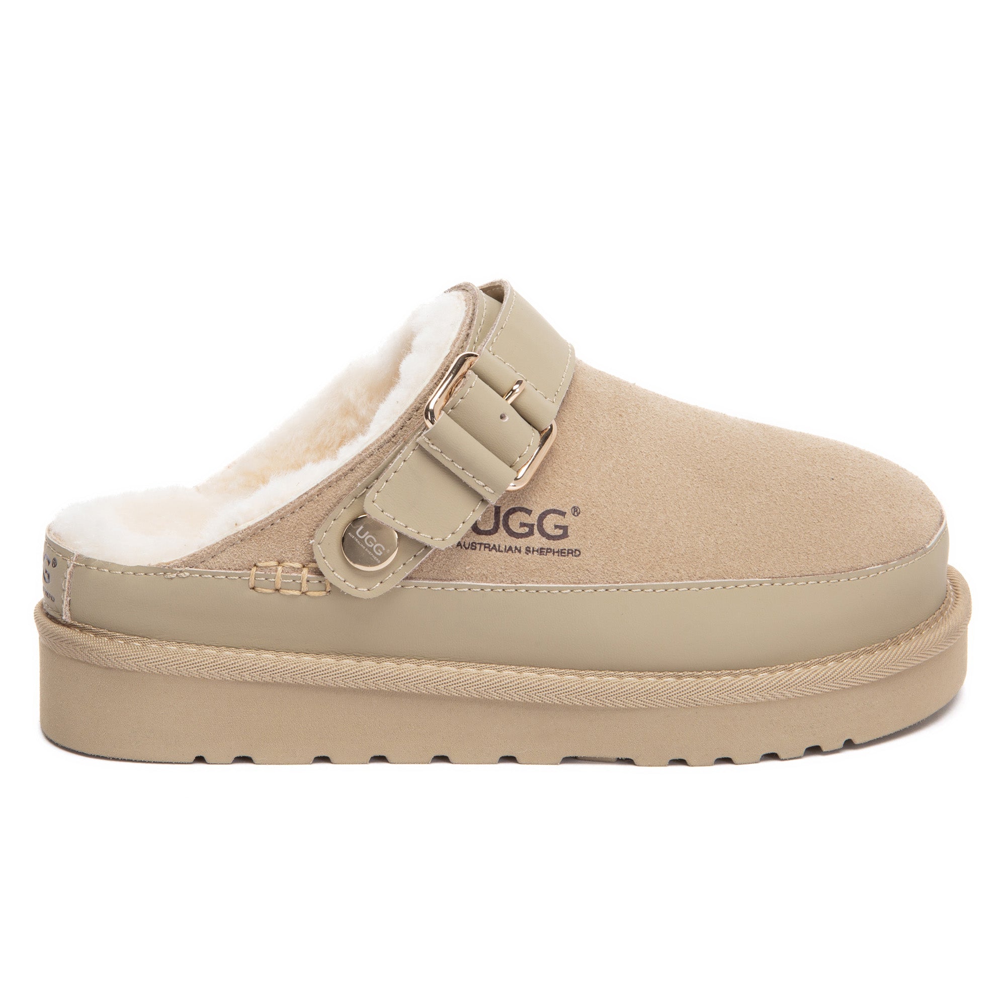 EverUgg Norv slingback platform slippers with open toe design and cushioned sole, featuring neutral tones and stylish slip-on style.