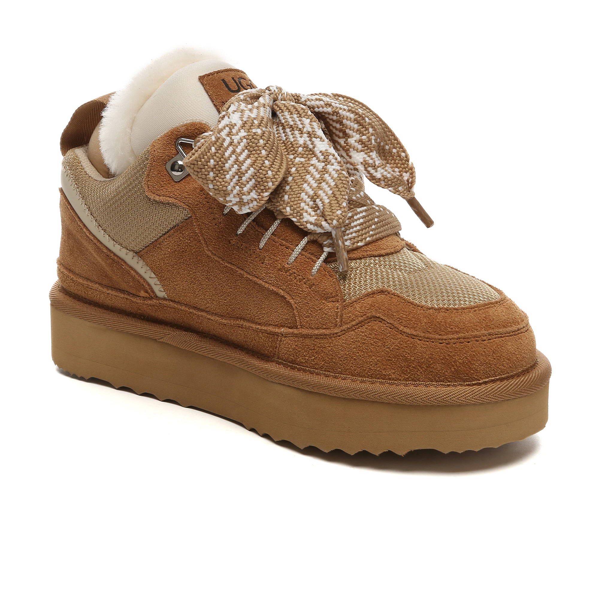 EverUgg men's Parker lace-up shoes with UGG platform design, featuring leather upper and sturdy sole.