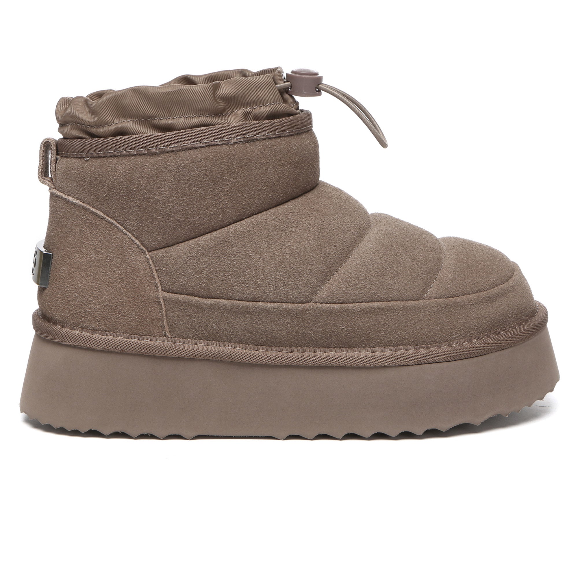 EverUgg Picken adjustable mini platform UGG boots for women, featuring a cozy suede design with chunky heel and lace-up front.