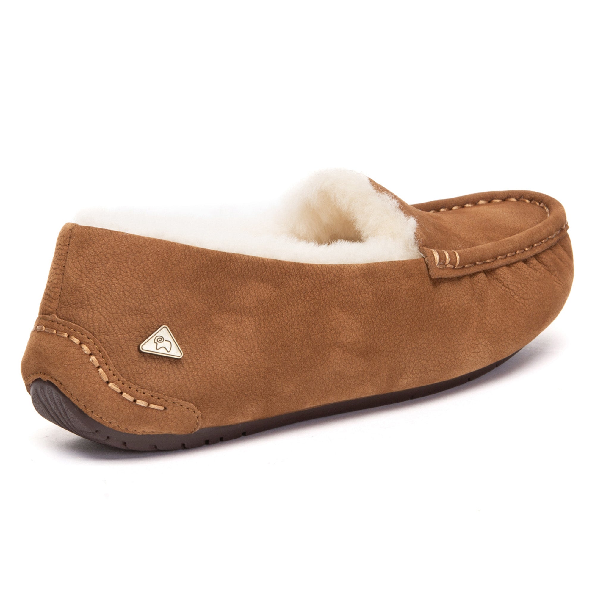 EverUgg leather moccasin slippers with soft lining, featuring a classic slip-on design and moccasin stitching.