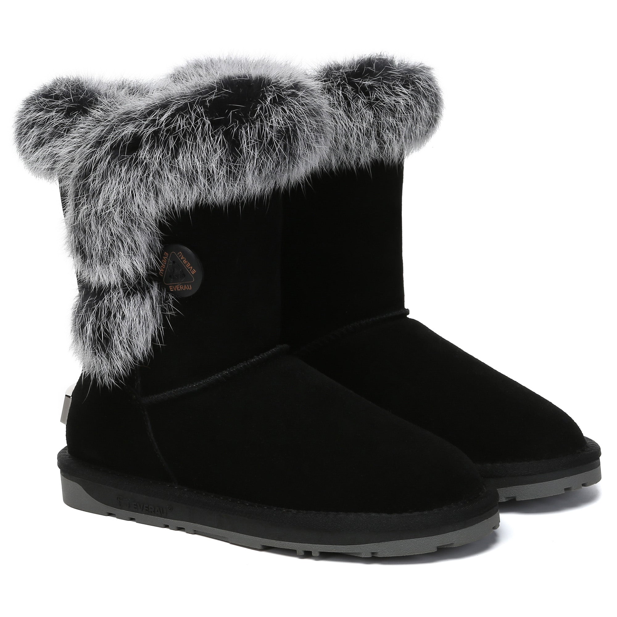 EverUgg Foxy Button Fur UGG boots for women featuring plush fur trim and stylish button accents on classic UGG shoe design