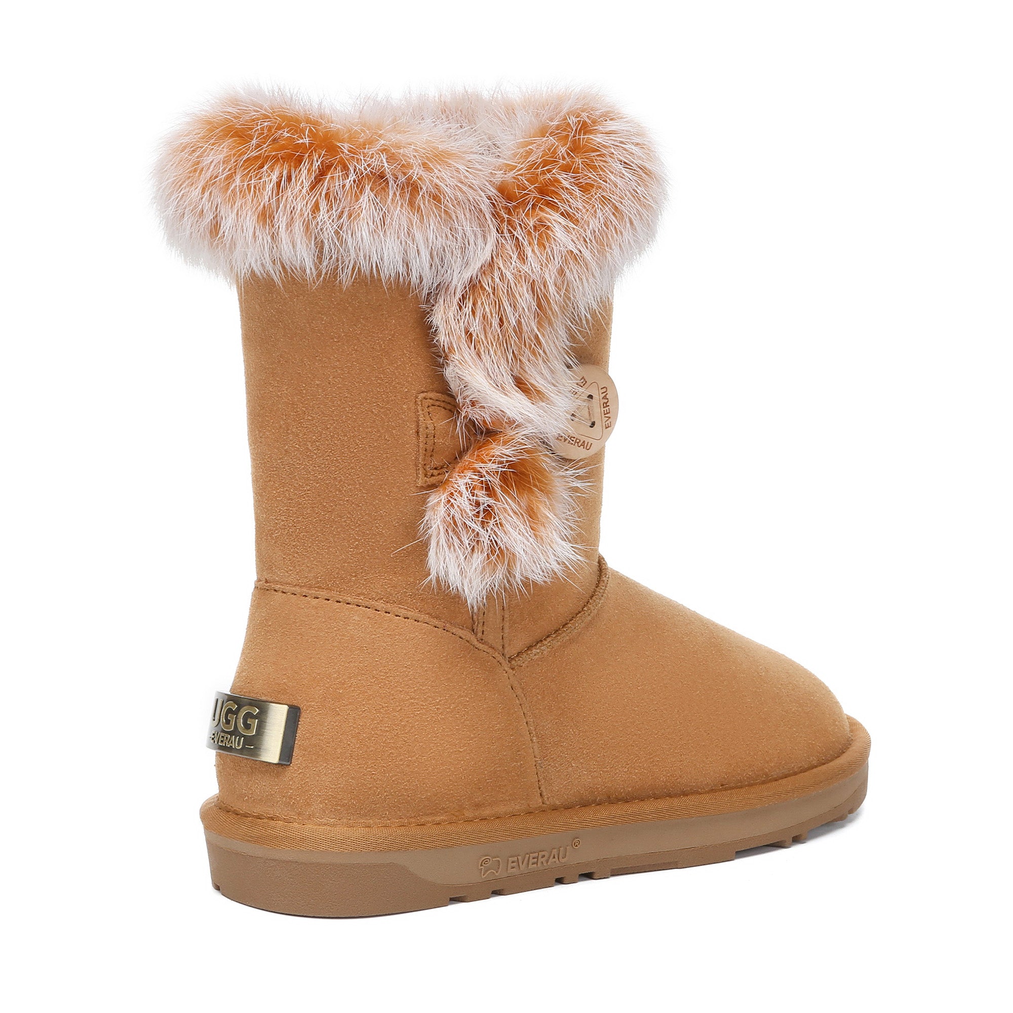 EverUgg Premium Foxy Button Fur UGG Boots for women featuring plush fur accents and stylish design.