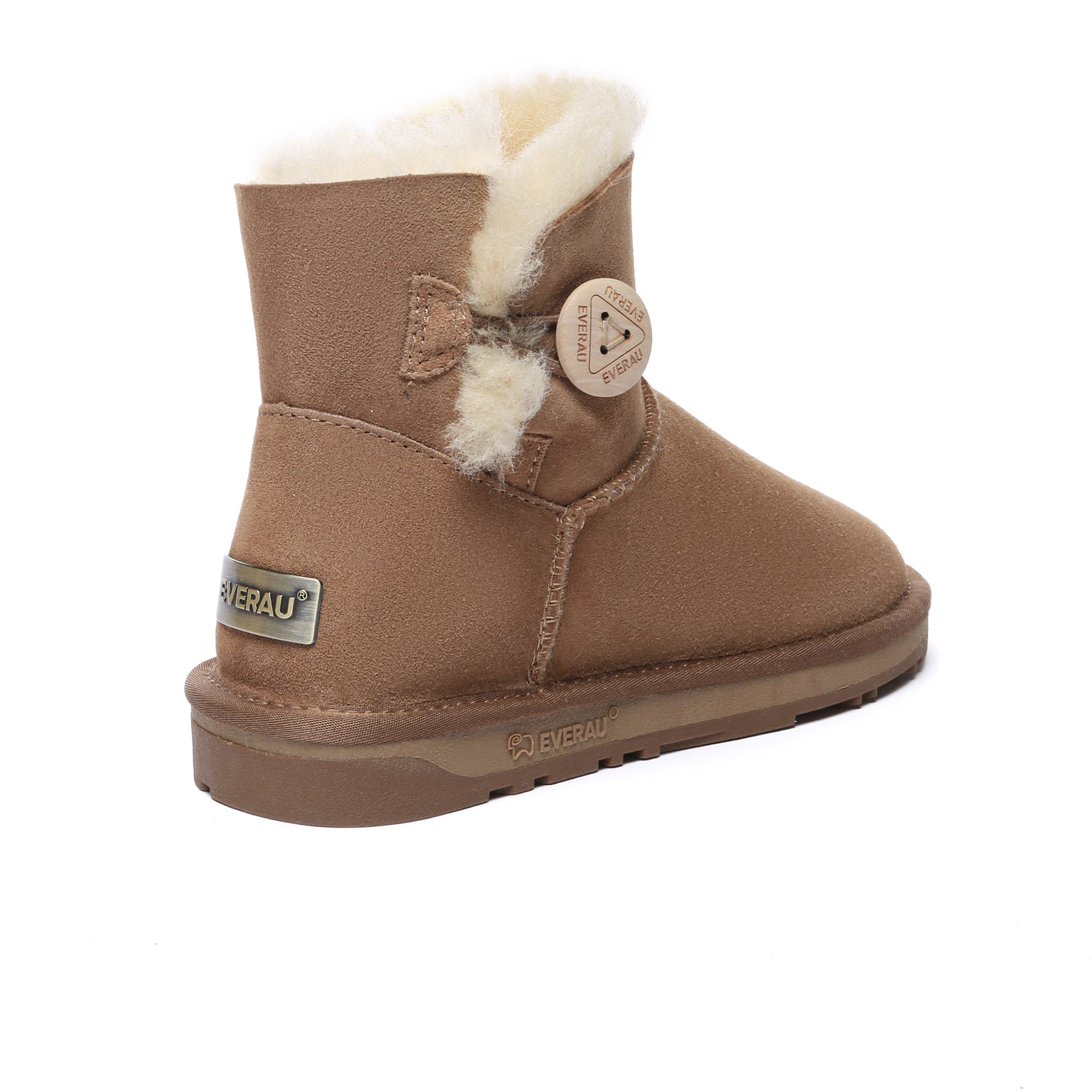 EverUgg Premium Mini Button Classic Sheepskin UGG Boots for women with button accents and soft sheepskin lining.
