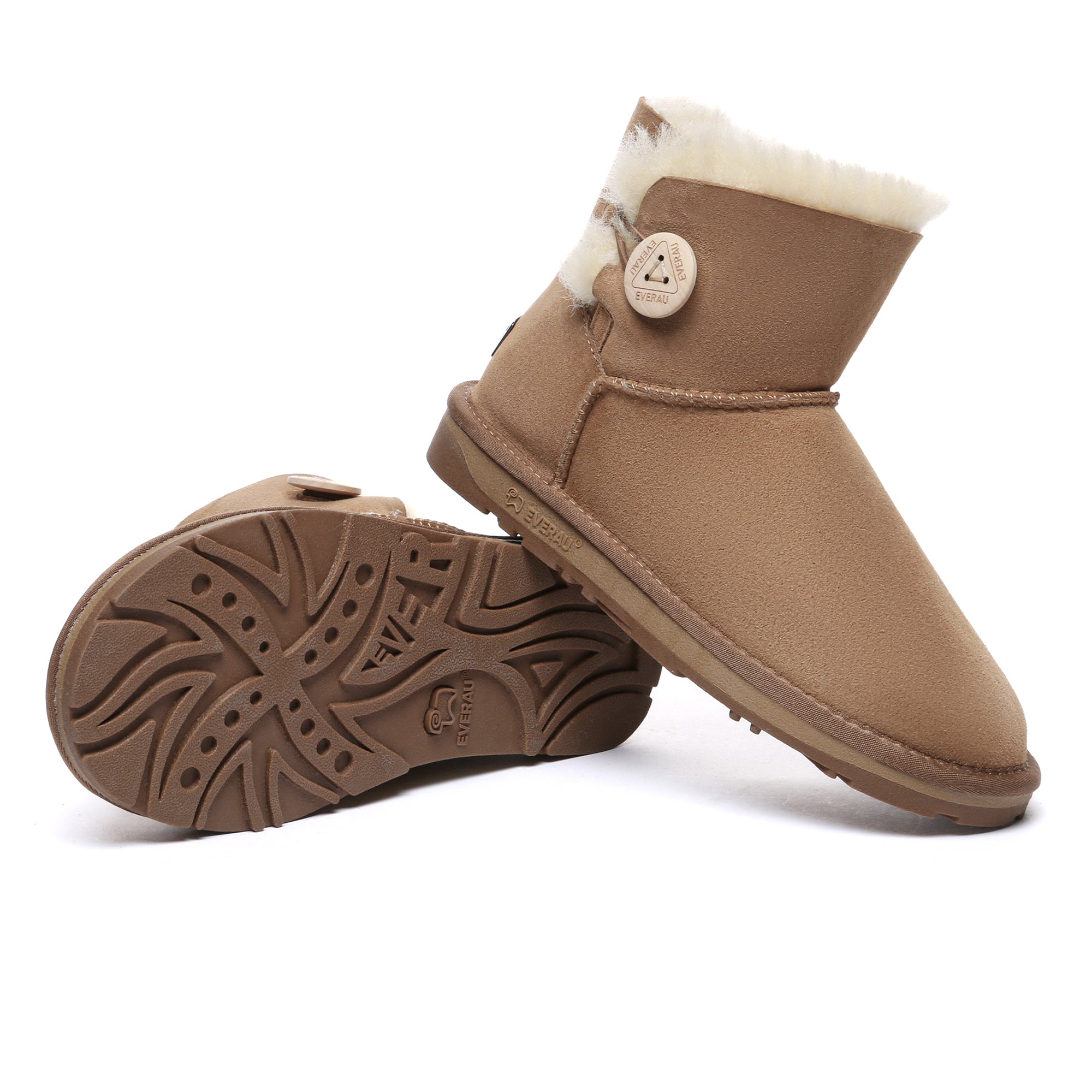EverUgg Premium Mini Button Classic Sheepskin UGG Boots for women, featuring a cozy sheepskin interior and stylish mini button details.