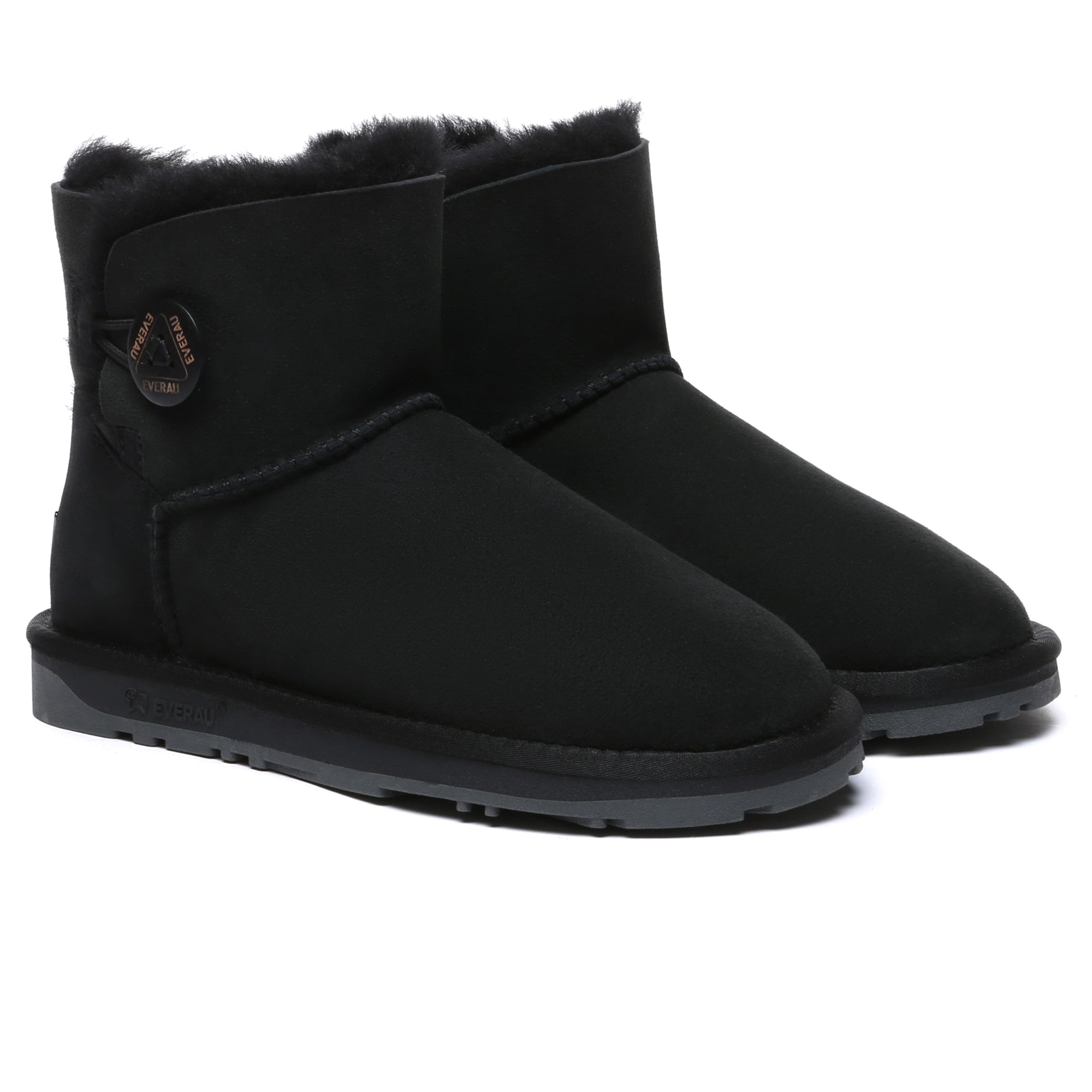 EverUgg premium mini button classic sheepskin UGG boots for women, showcasing the cozy sheepskin lining and stylish design.