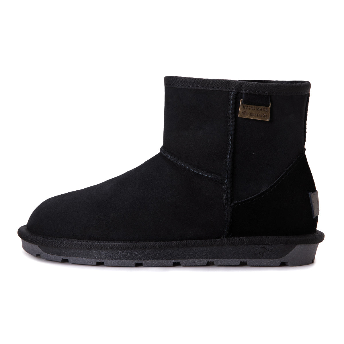 Black Auzland premium mini classic Australian-made UGG boots for women, featuring soft sheepskin lining and a cozy, stylish design.