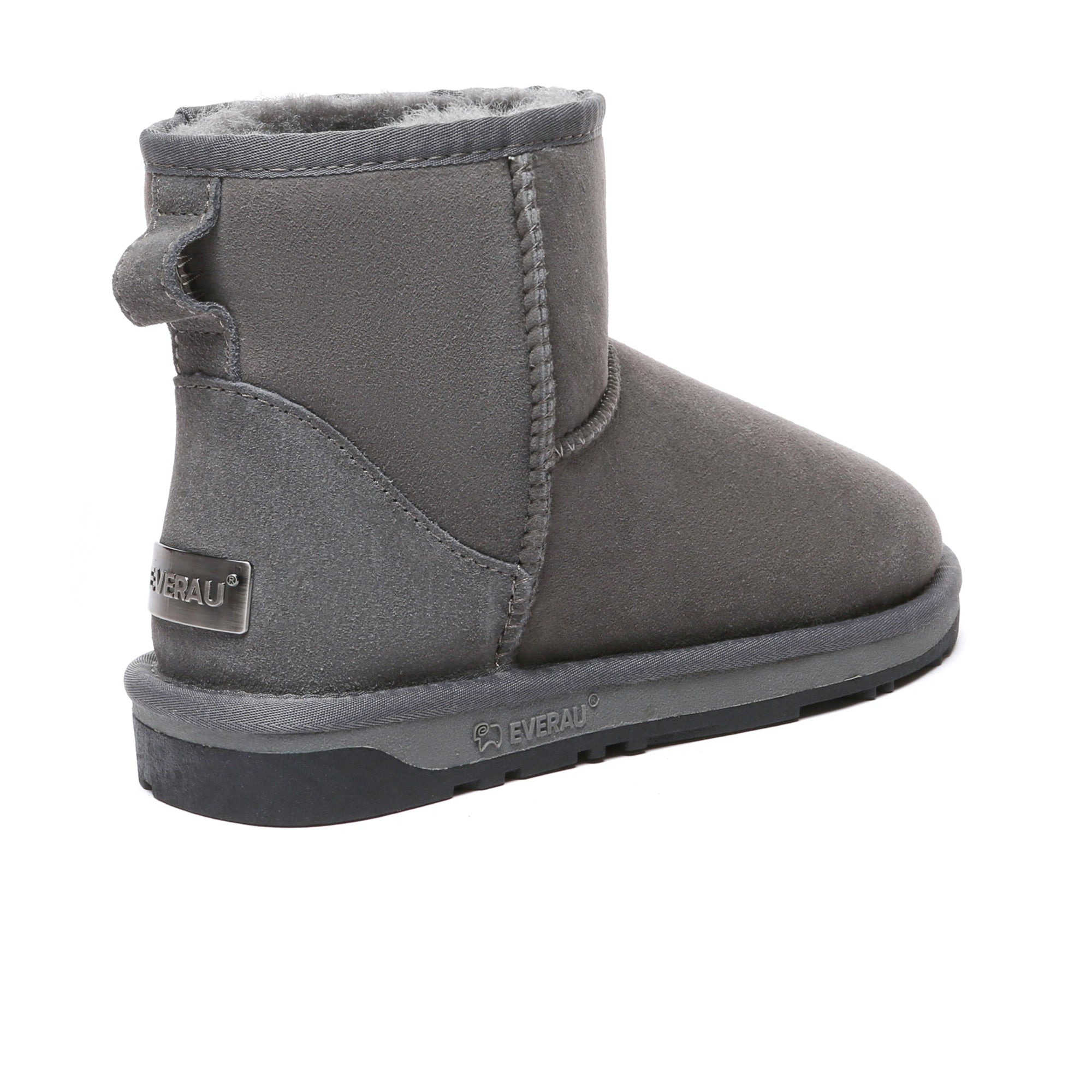 Close-up of EverUgg Premium Mini Classic Sheepskin UGG Boots for women, showing the soft sheepskin exterior and classic design.