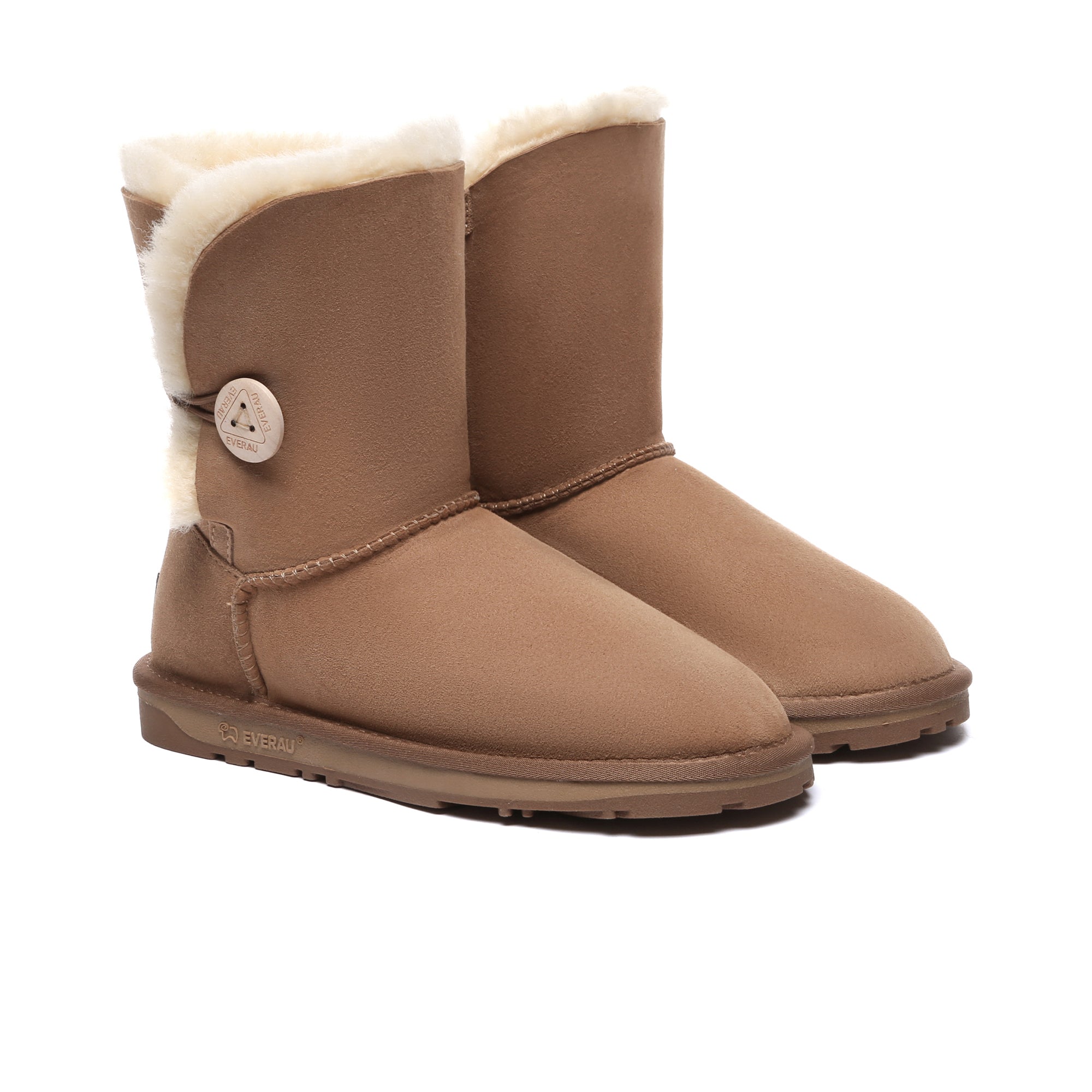 EverUgg Premium Short Button Classic Sheepskin UGG Boots for women, featuring button details and soft sheepskin lining.