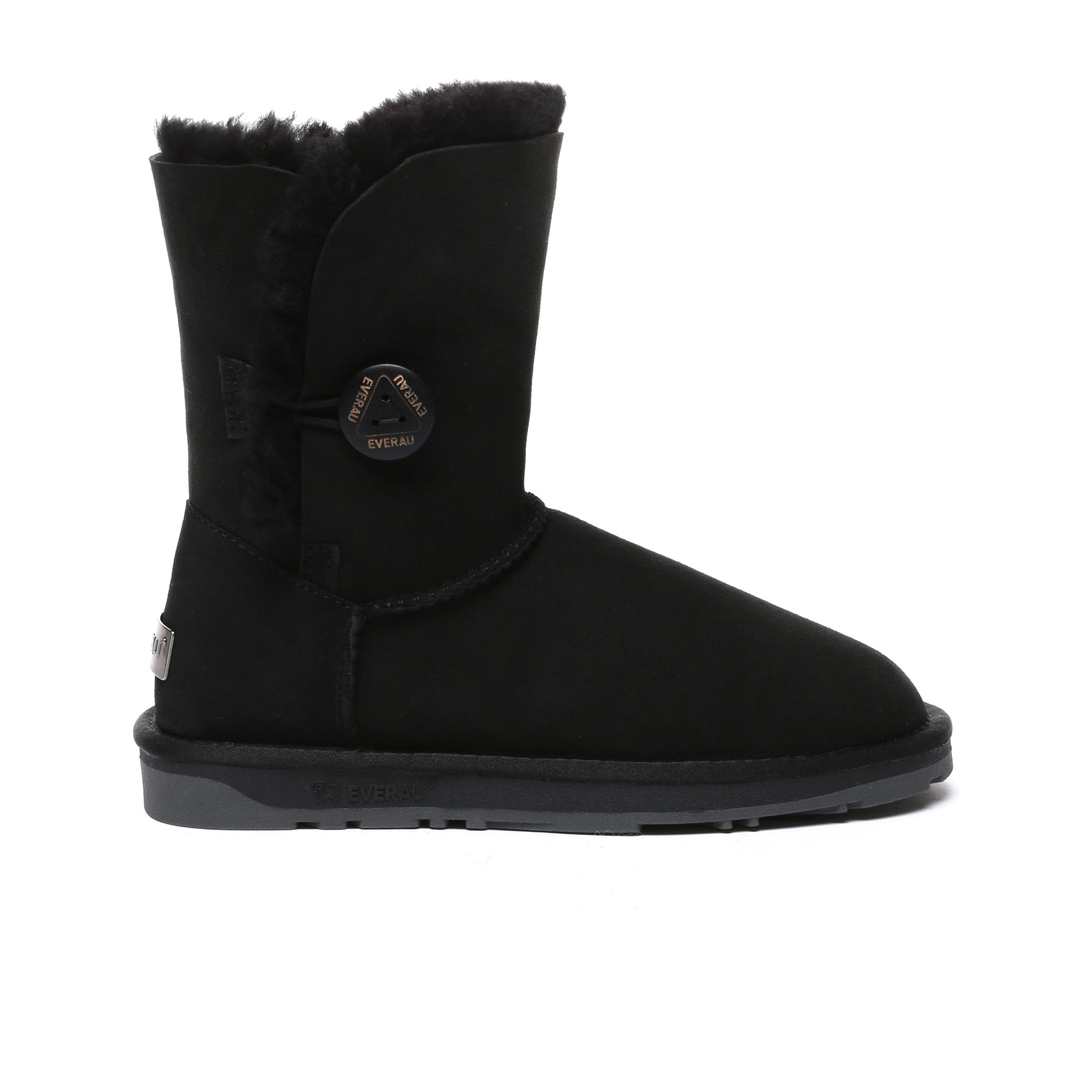 EverUgg premium short button classic sheepskin UGG boots for women, featuring a cozy sheepskin interior and stylish button details.