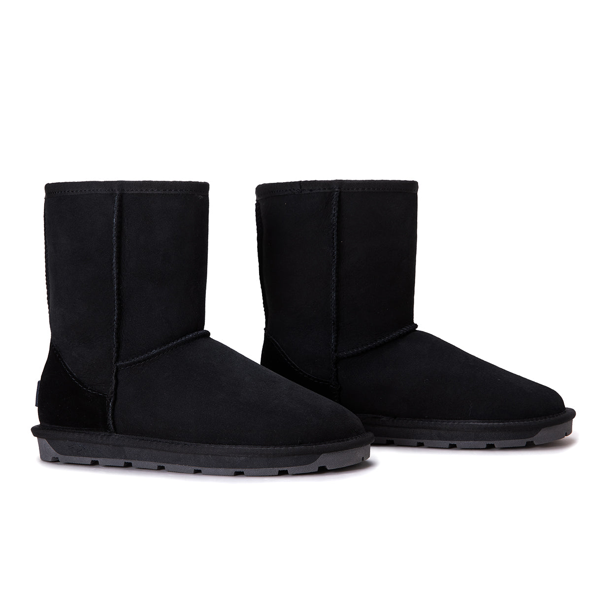 Black Auzland classic Australian-made UGG boots for women, showcasing cozy interior and stylish short boot design.