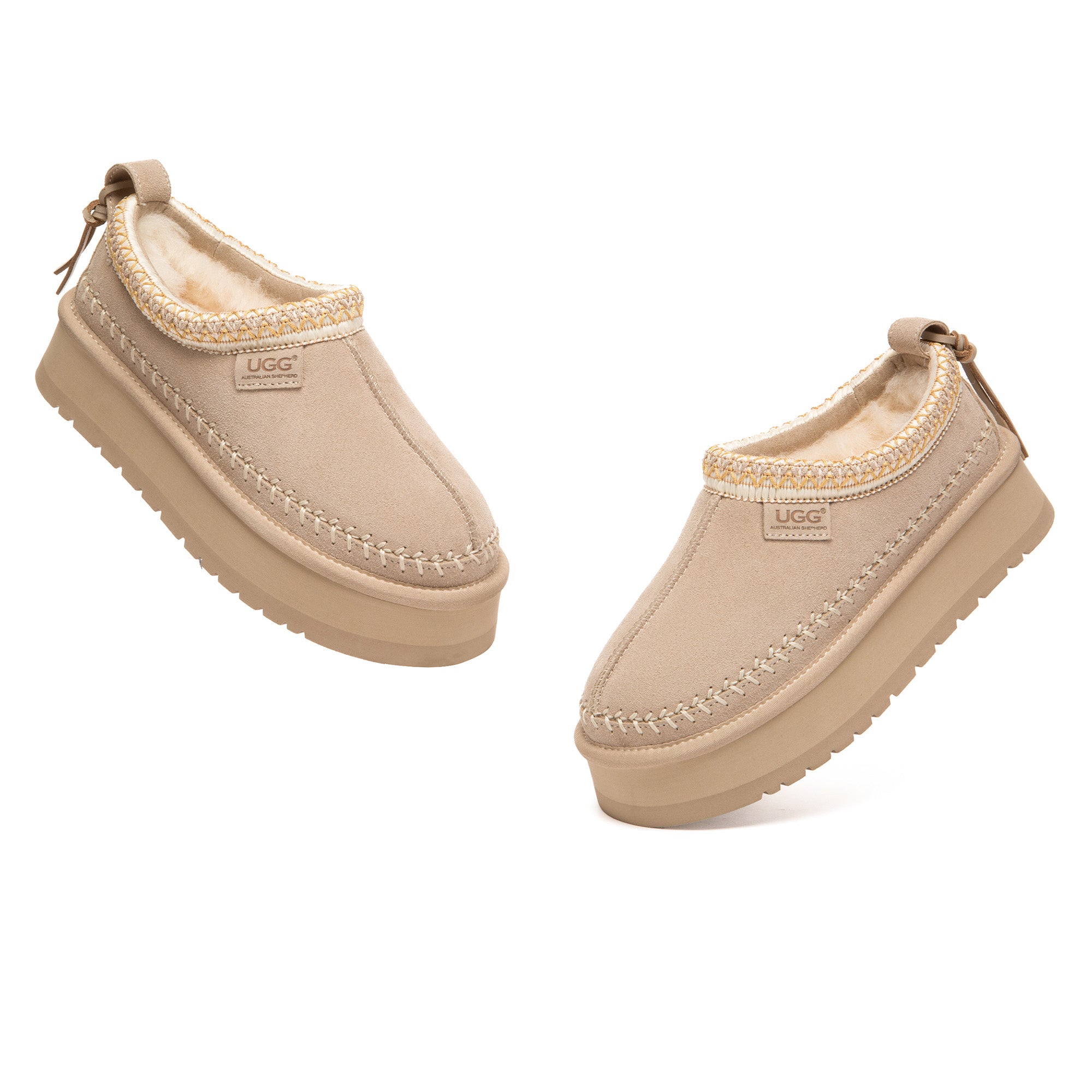 EverUgg Premium Stitch Platform Slippers showing soft fabric upper, cushioned sole, and stylish platform design.