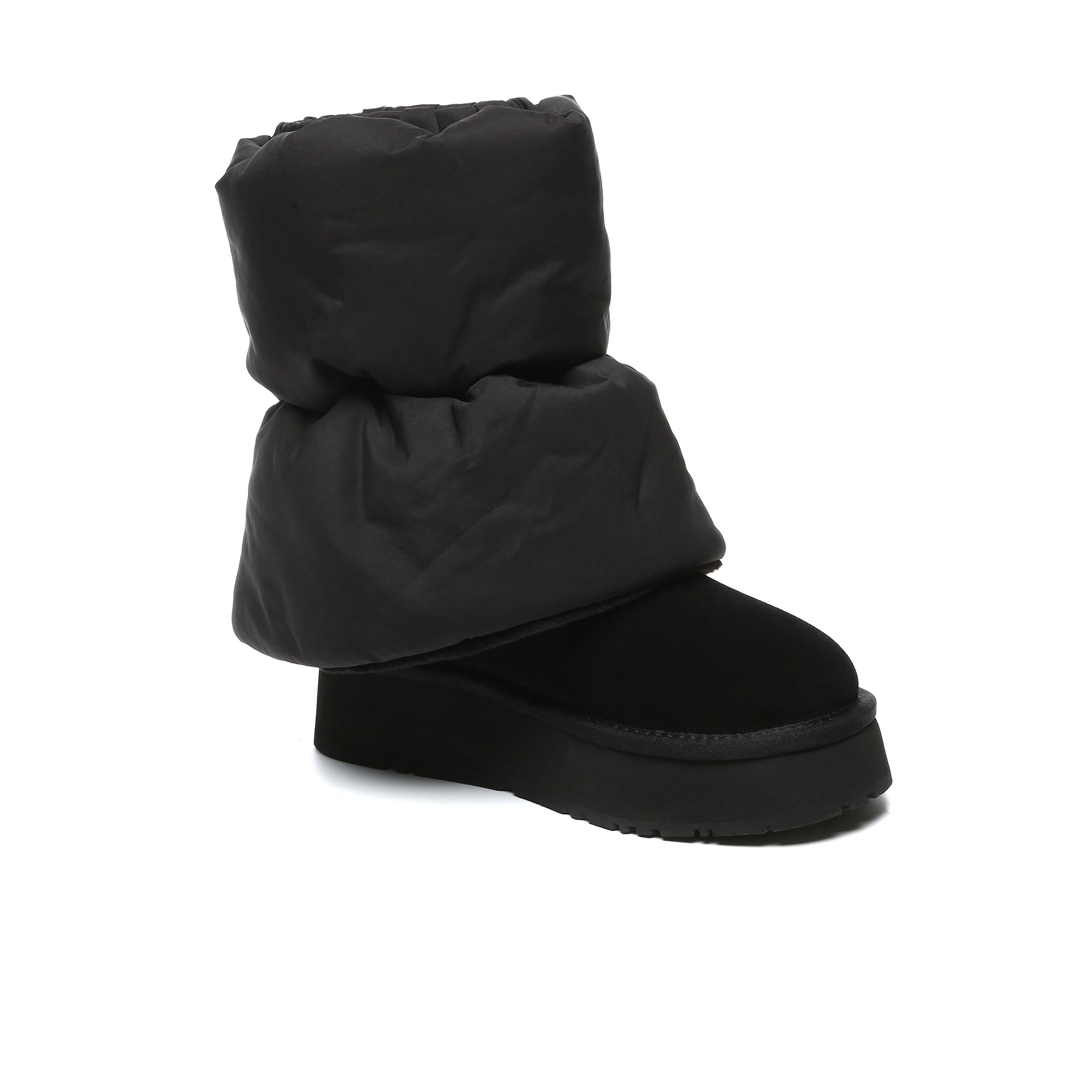 EverUgg Puffy fleece leg warmers socks with cozy, soft fabric and UGG branding, designed for warmth and comfort.