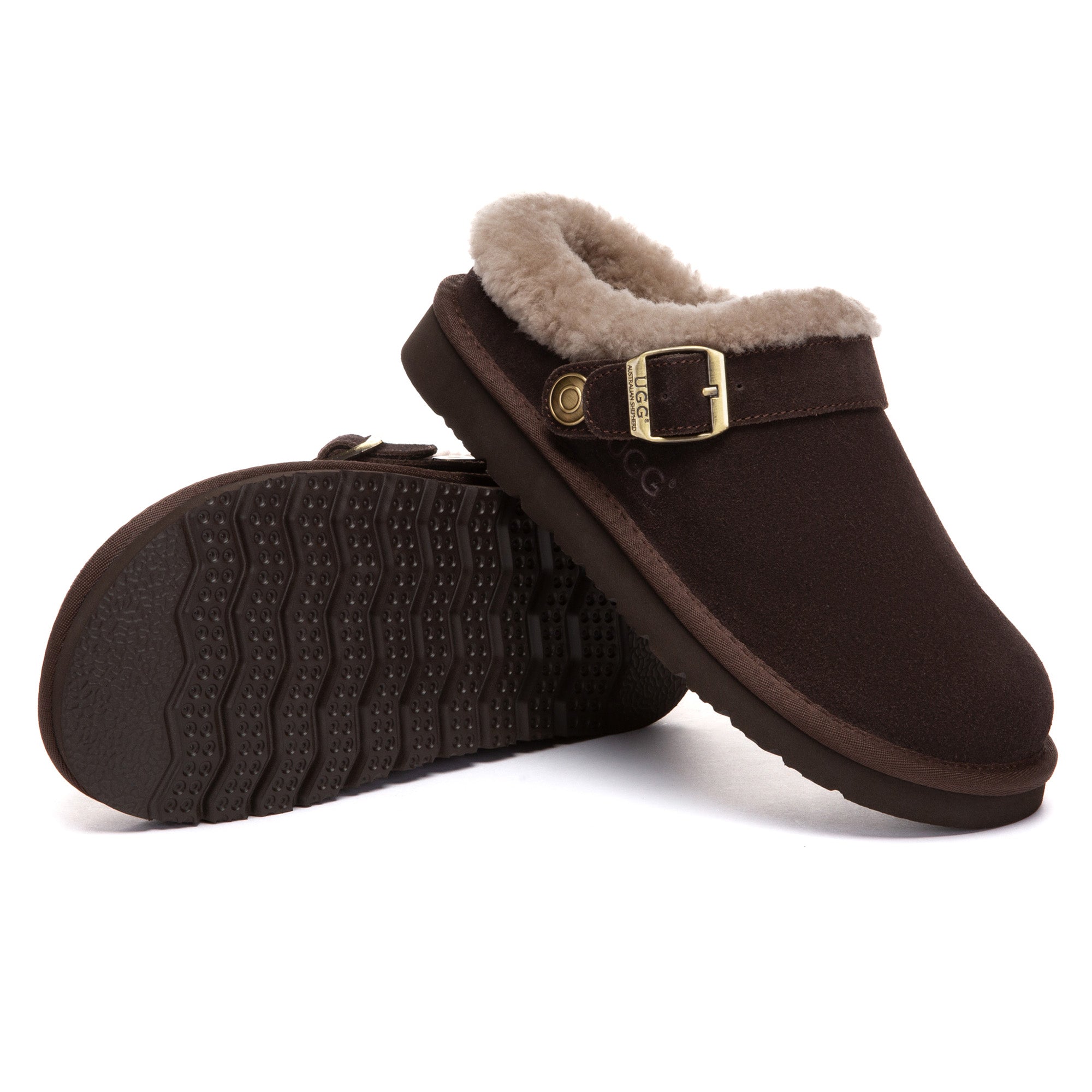 EverUgg Pulse Buckle Strap UGG slippers for women featuring a stylish buckle strap and cozy design.