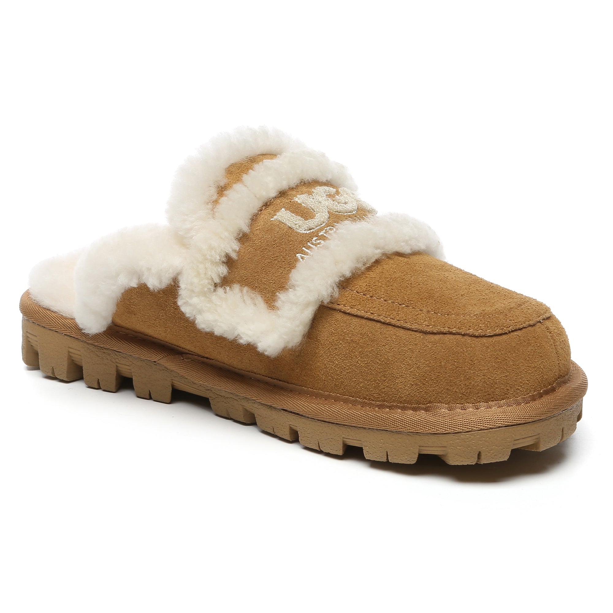 EverUgg Riley shearling wool UGG slippers for women with comfort sole and cozy shearling lining, designed for indoor wear.