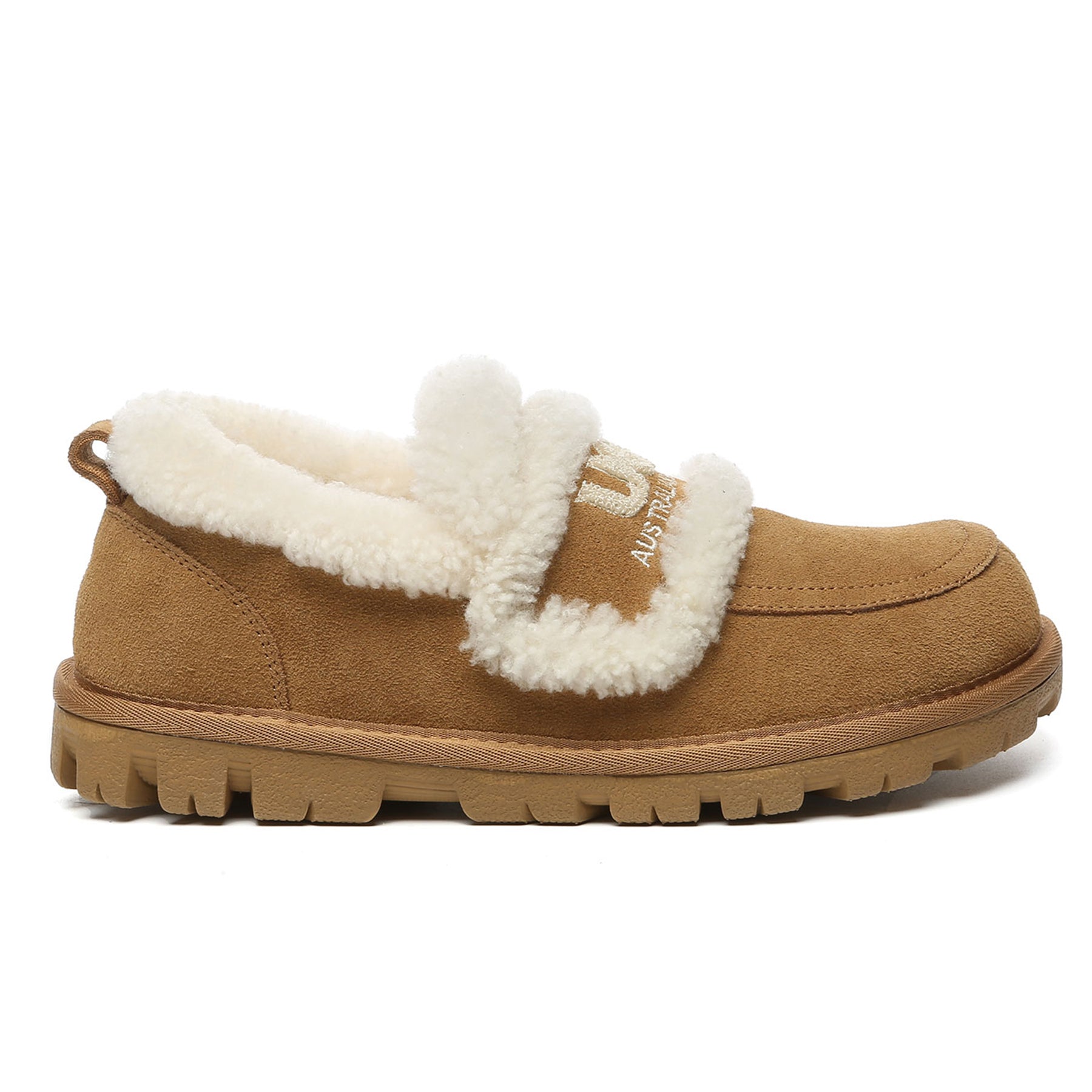 Chestnut UGG Riley ankle loafer for women, casual slip-on shoes with plush lining, stylish and comfortable footwear by EverUgg