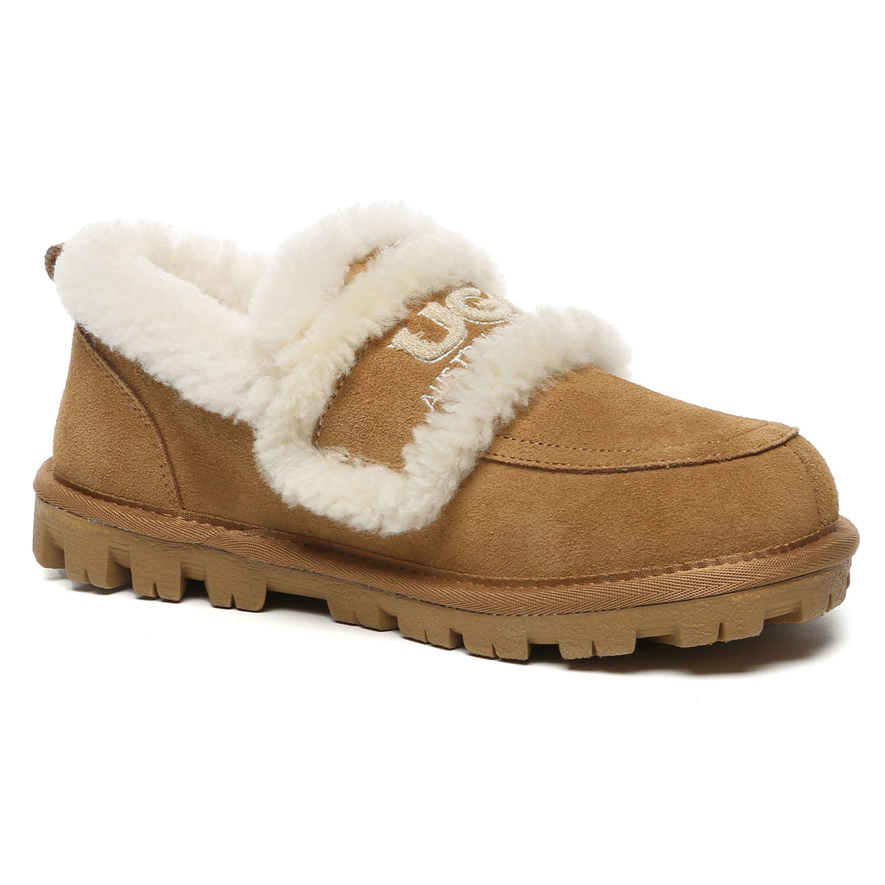 Chestnut Riley UGG ankle loafer for women, stylish UGG slipper shoe with comfortable design, brand EverUgg.