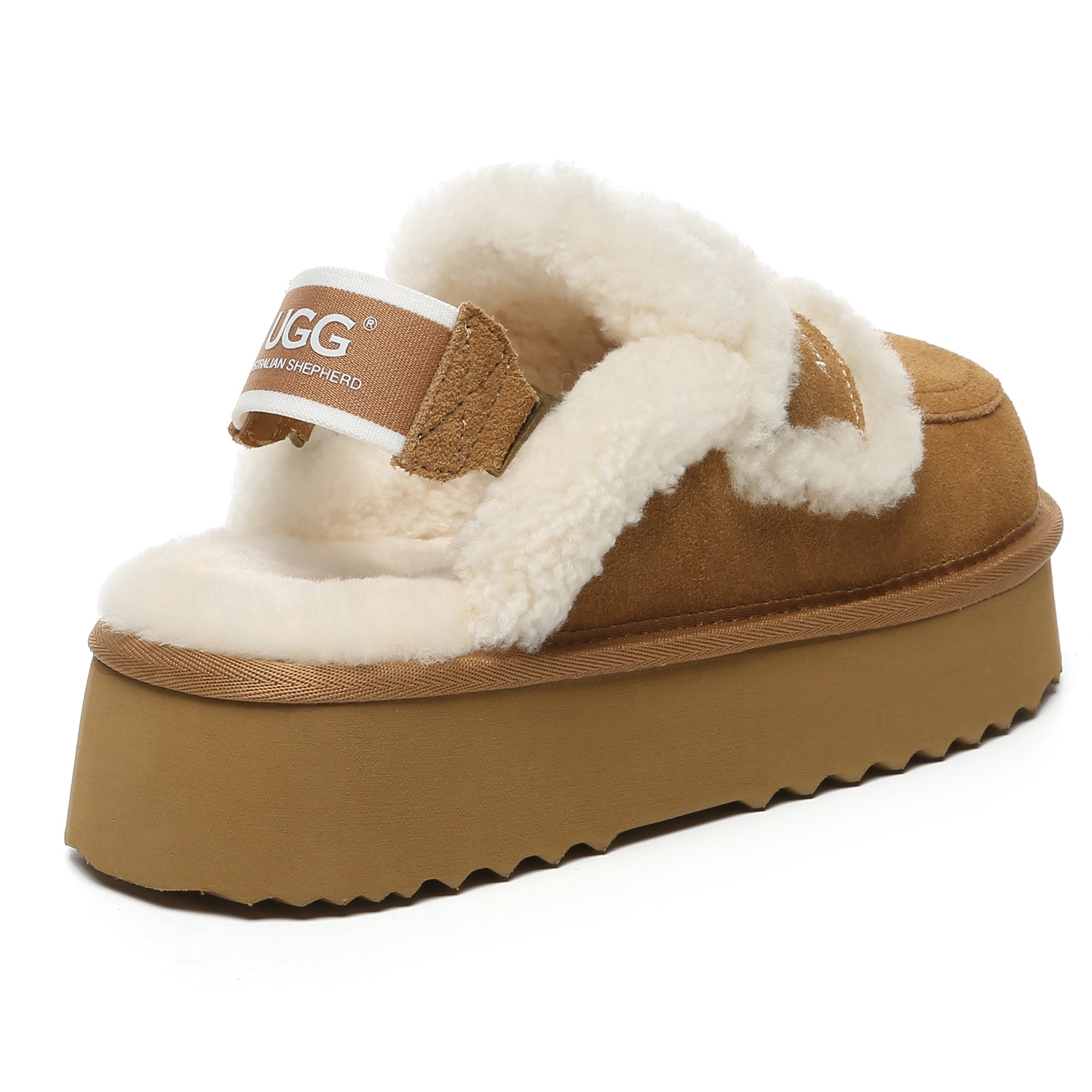 EverUgg Riley UGG platform slingback slippers featuring a soft cushioned sole and stylish design, perfect for comfortable wear.