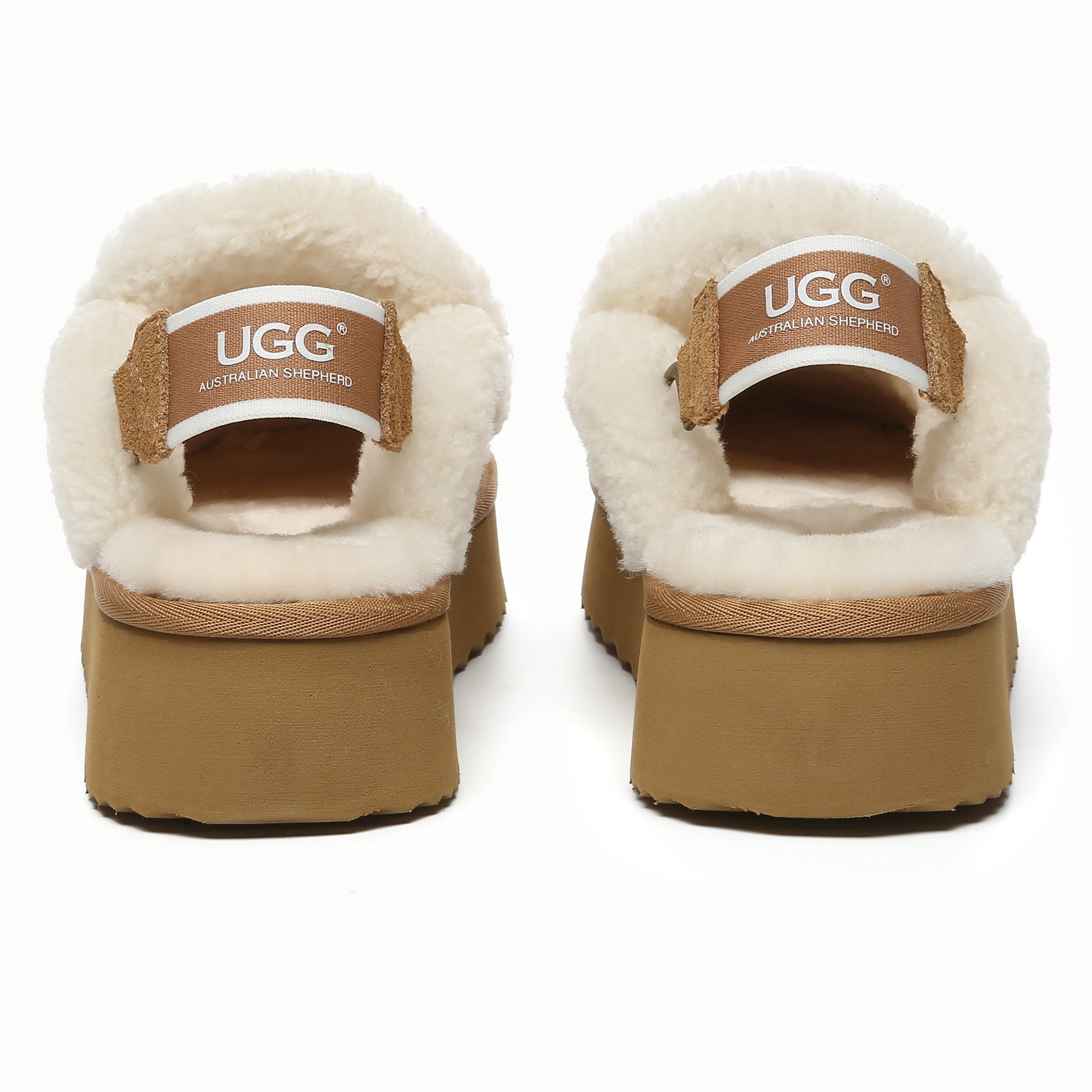 EverUgg Riley UGG platform slingback slippers for women, featuring soft material and stylish design.