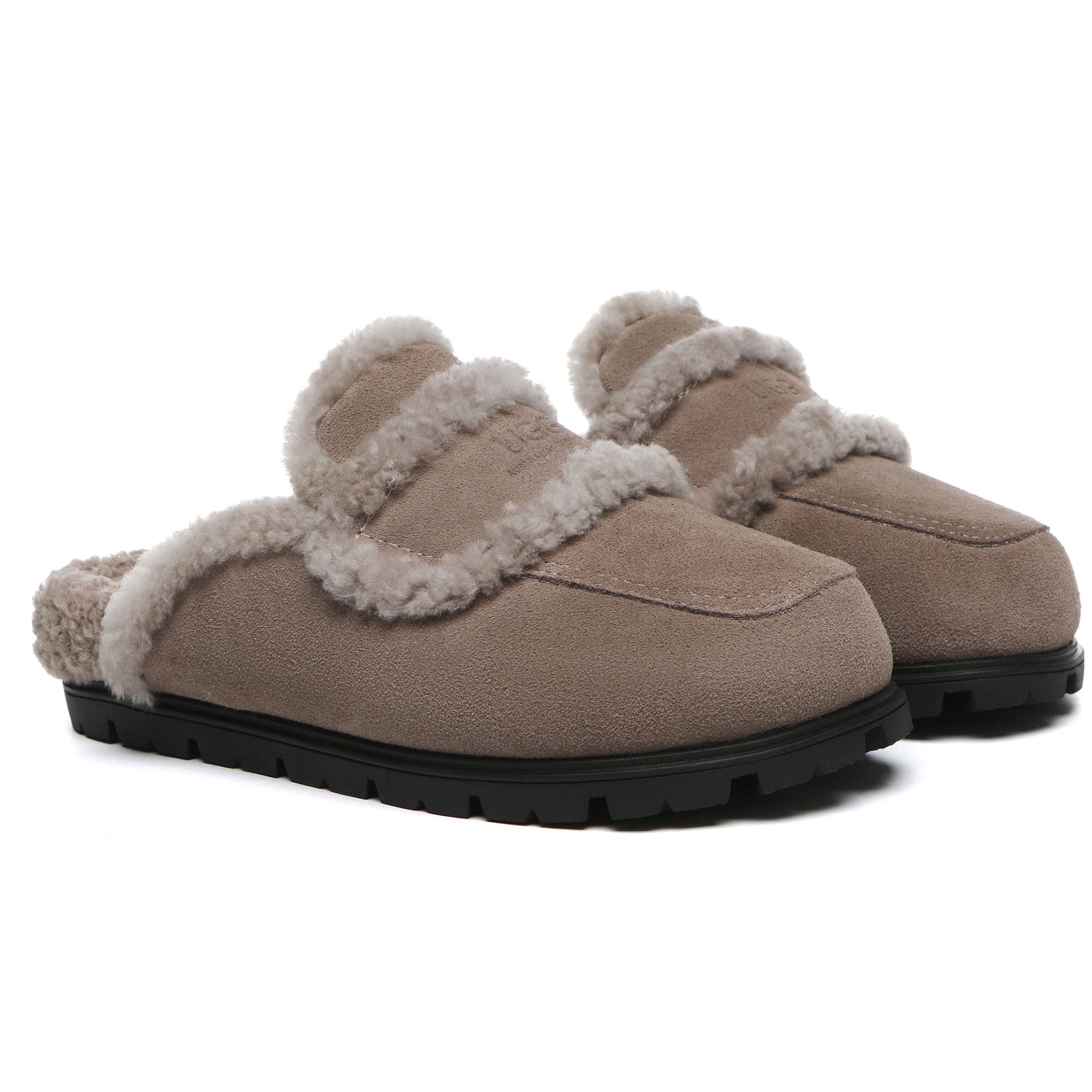 EverUgg Rome Shearling Premium UGG slippers in brown, showcasing cozy shearling lining and stylish sandal design.