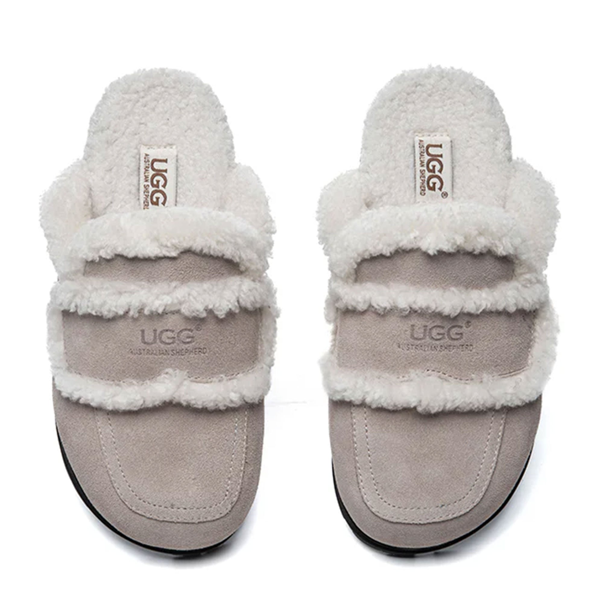 EverUgg Rome Shearling Premium UGG slippers in sandal style with cozy shearling lining and open-toe design.