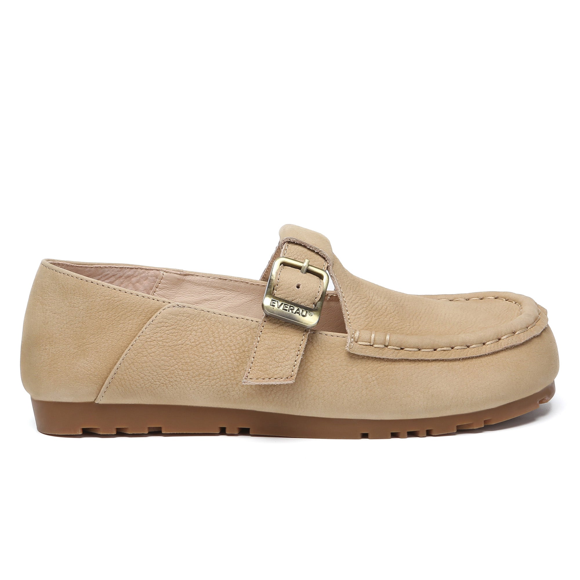 EverUgg Buckle Leather Mary Jane Flats slippers with a sleek design and buckle detail, perfect for casual or dressy wear