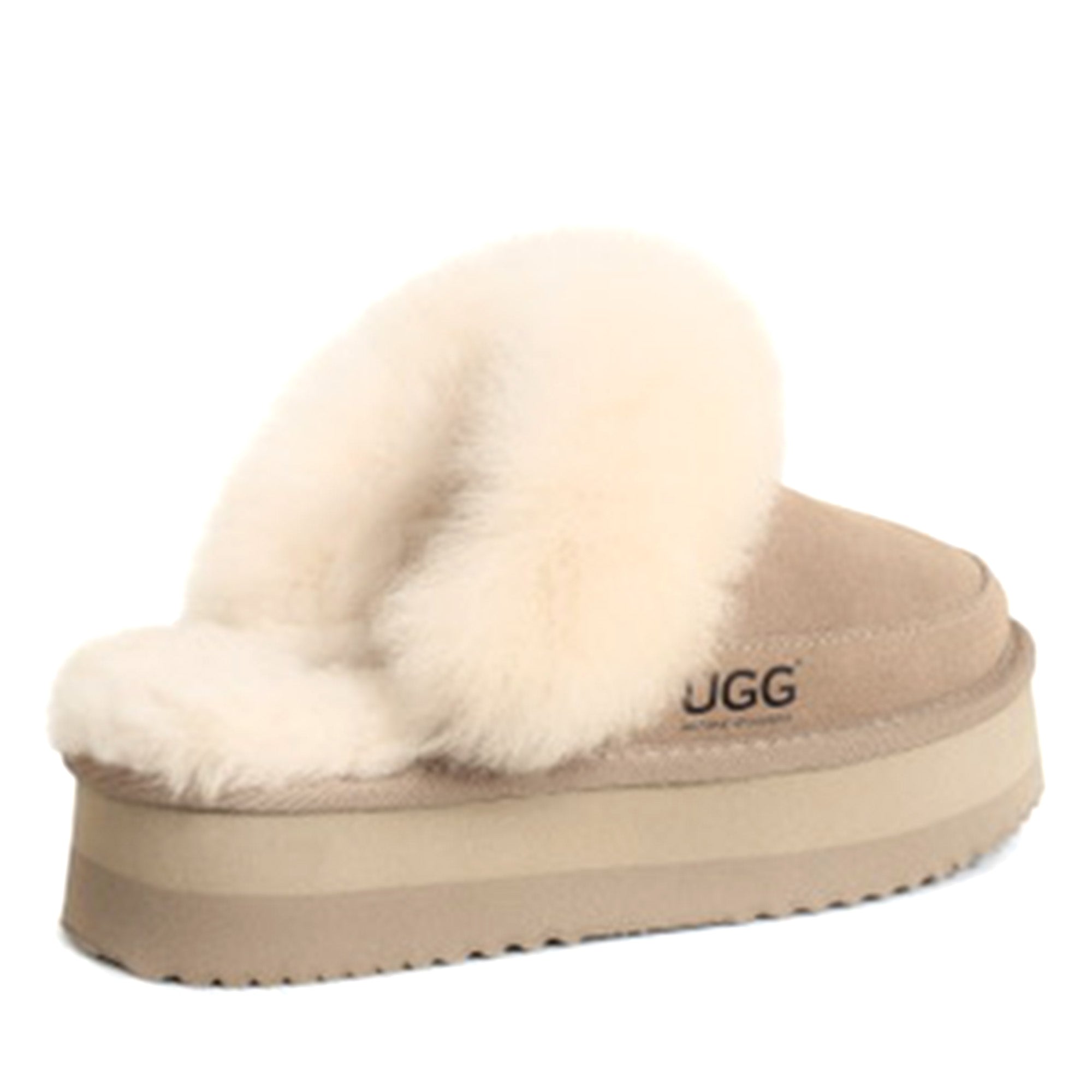 Auzland Classic Platform UGG Slippers with soft scuff design and cozy plush interior for comfortable indoor wear