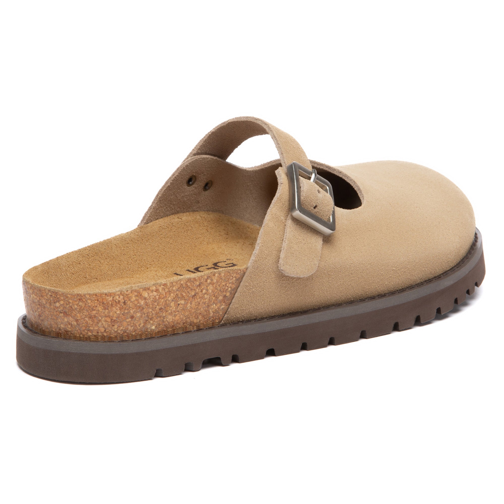 EverUgg Birkie Buckle Strap Slides, stylish slippers with buckle straps, shown on a clean white background.