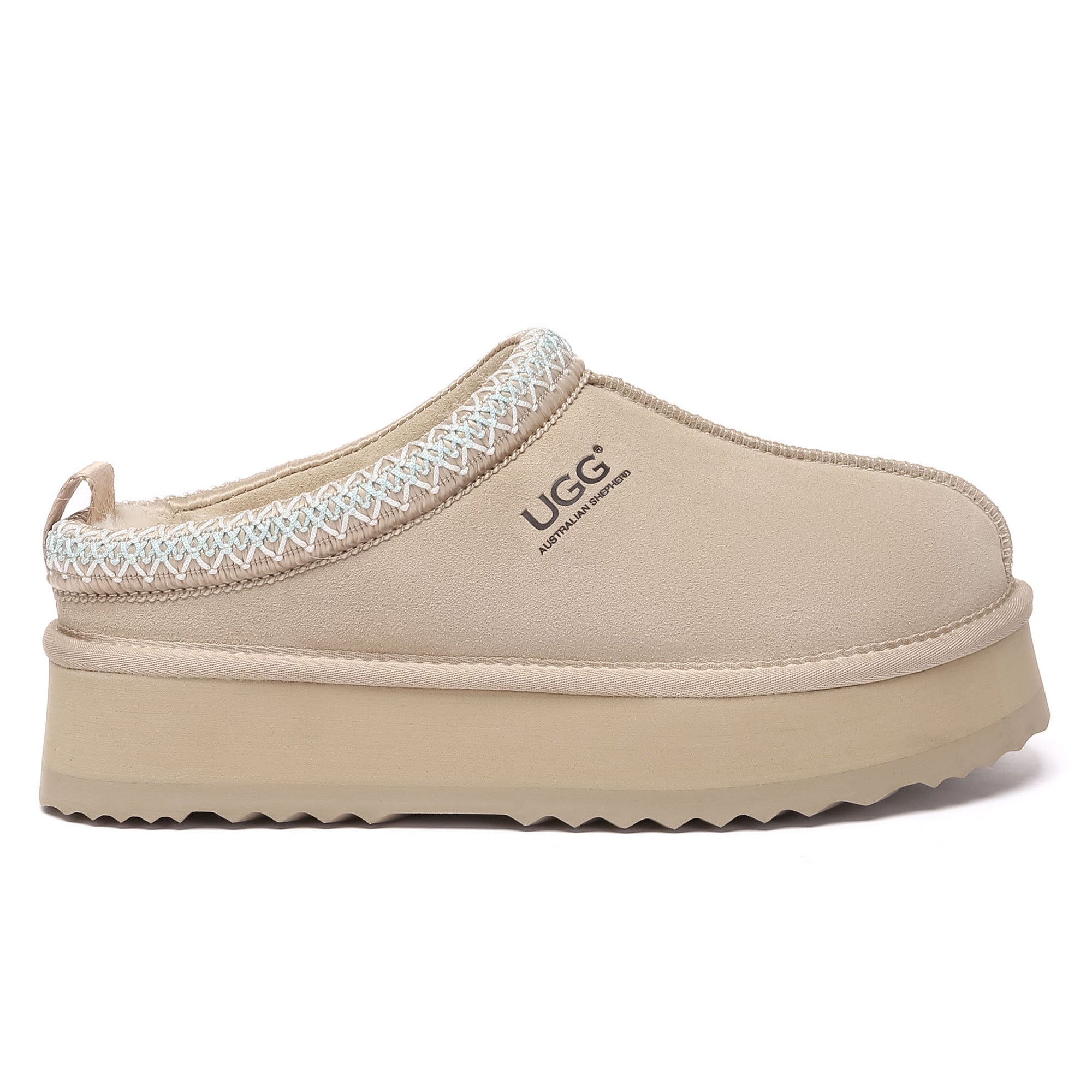 EverUgg Tazman multicolor UGG platform slippers for women, showing vibrant, cozy slip-on shoes with colorful patterns and cushioned soles.