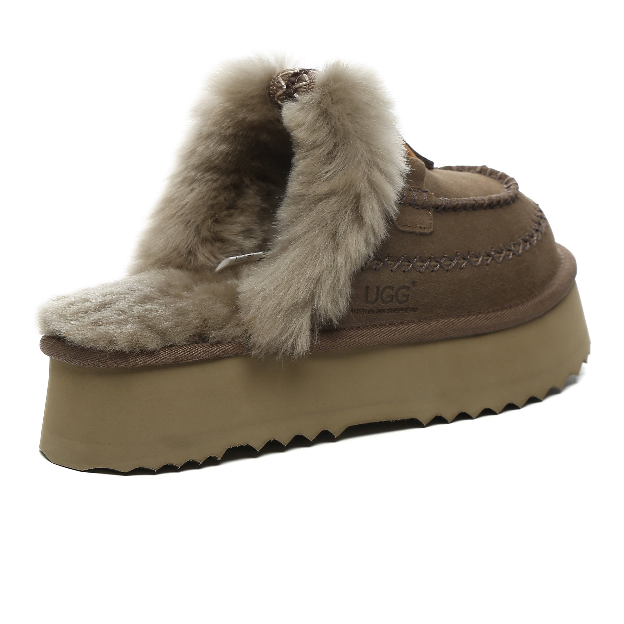 EverUgg Santana Stitch Platform Scuffs slippers for women, featuring soft fabric and platform sole, ideal for cozy indoor wear.