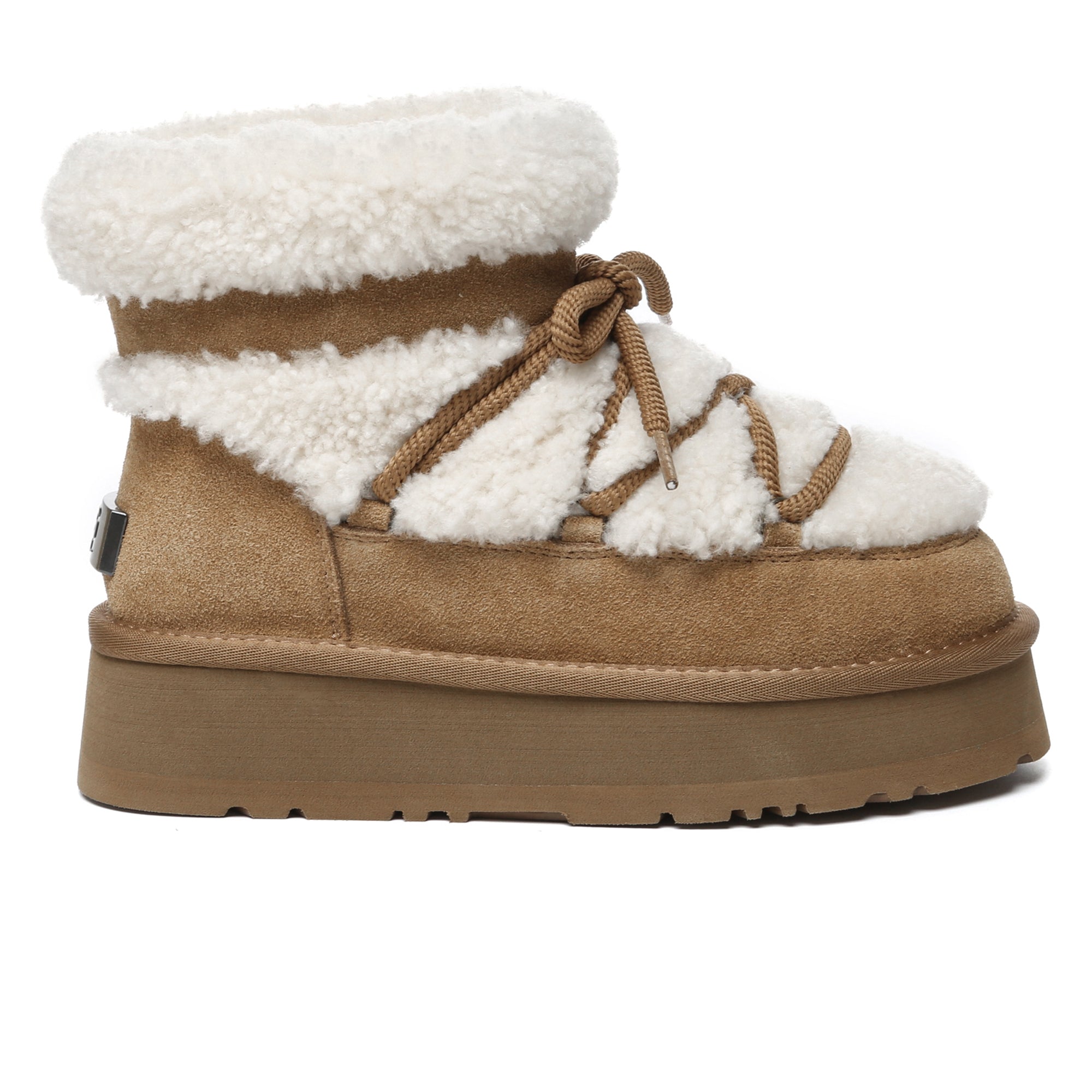 EverUgg shearling lace-up platform boots for women with stylish fashion boots design and cozy shearling lining.