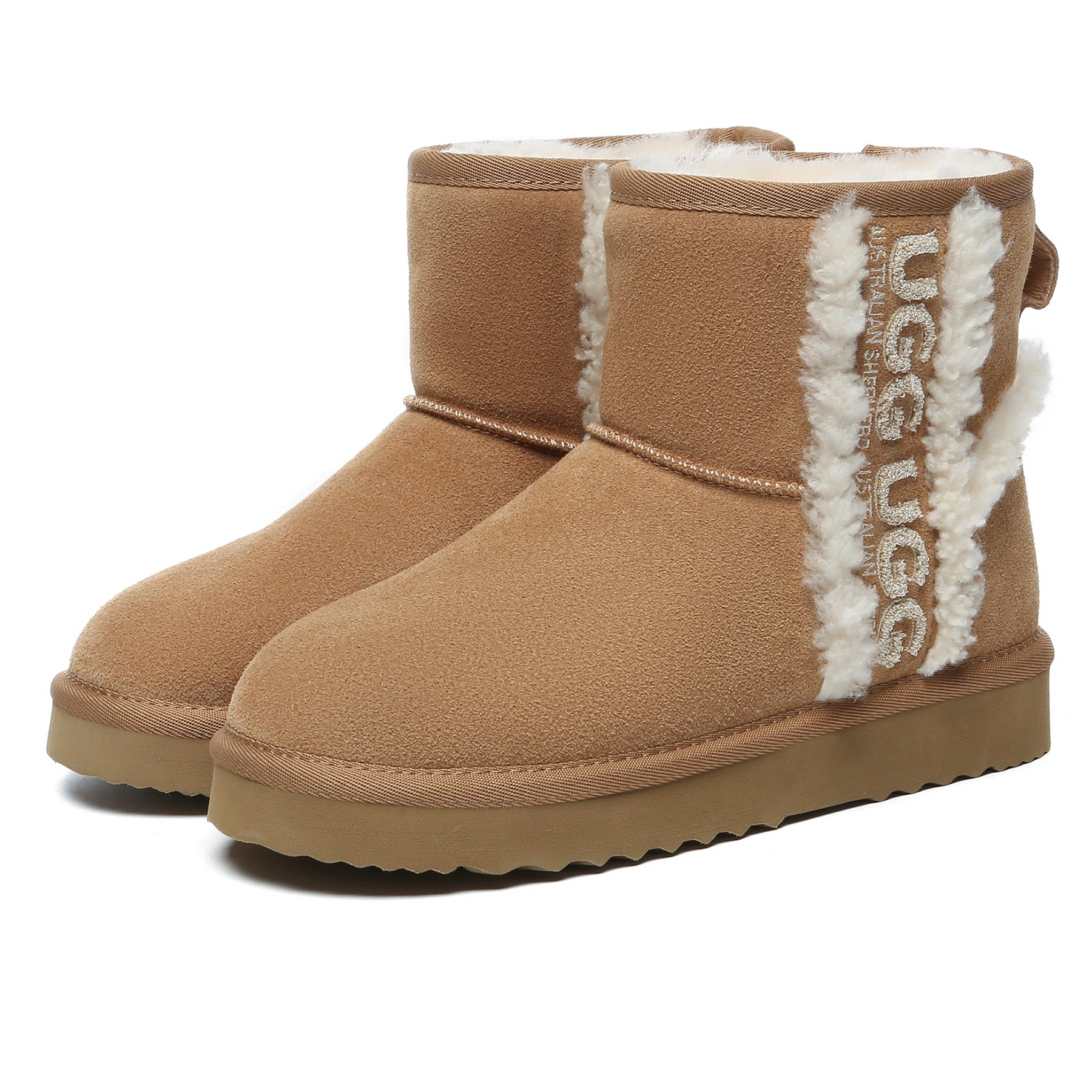 EverUgg shearling wool side mini UGG boots for women, showing cozy interior and stylish exterior in chest05 image.