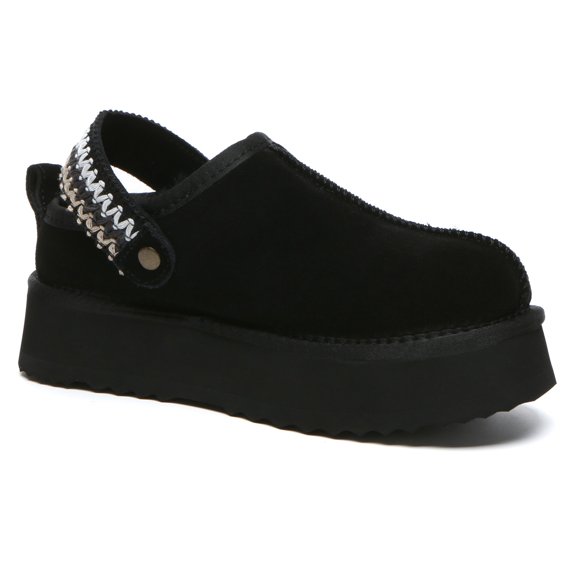 EverUgg slingback knitted platform slippers for women, showing a close-up of cozy, stylish slip-on shoes with a platform sole.