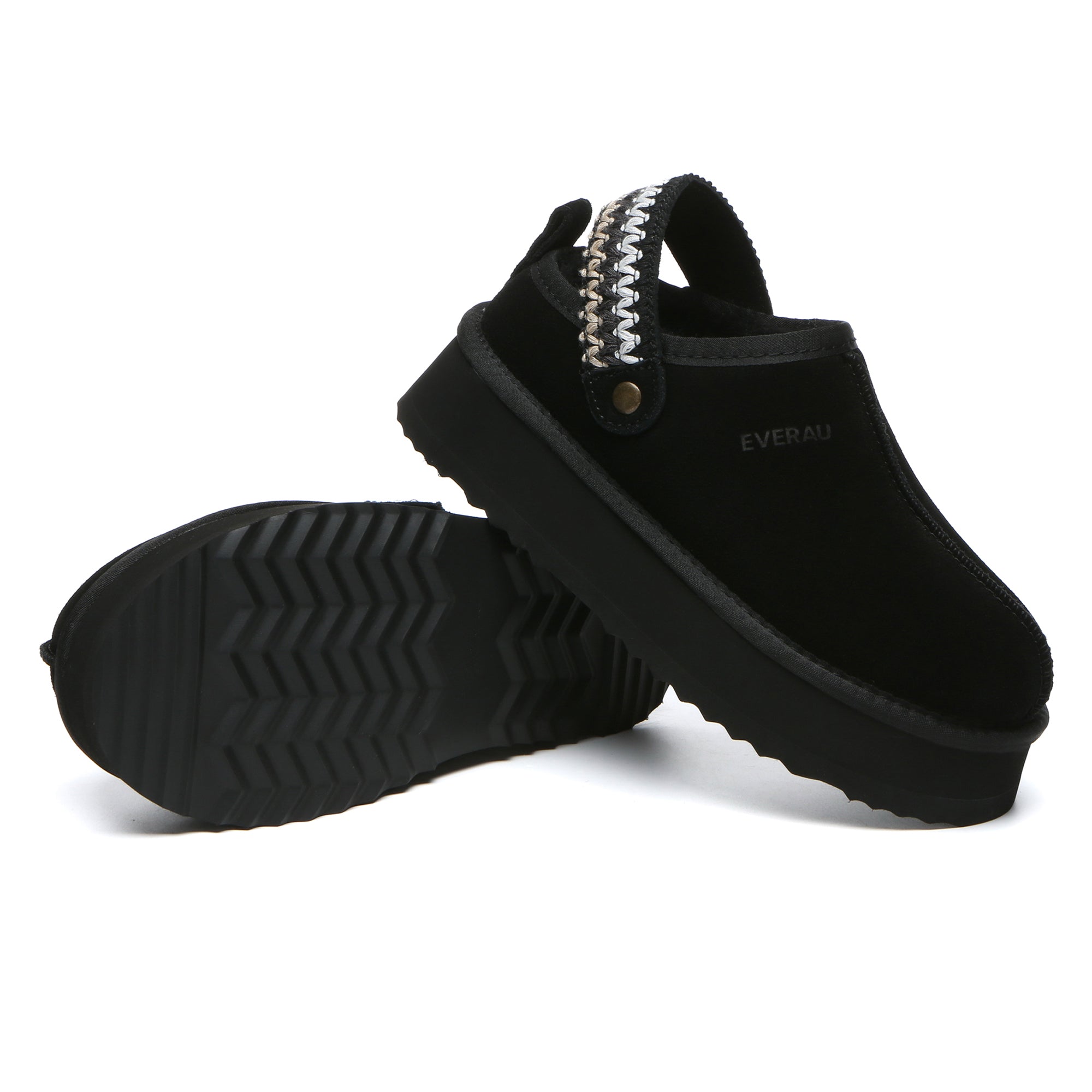 EverUgg slingback knitted platform slippers for women with open back and cozy textured knit design.