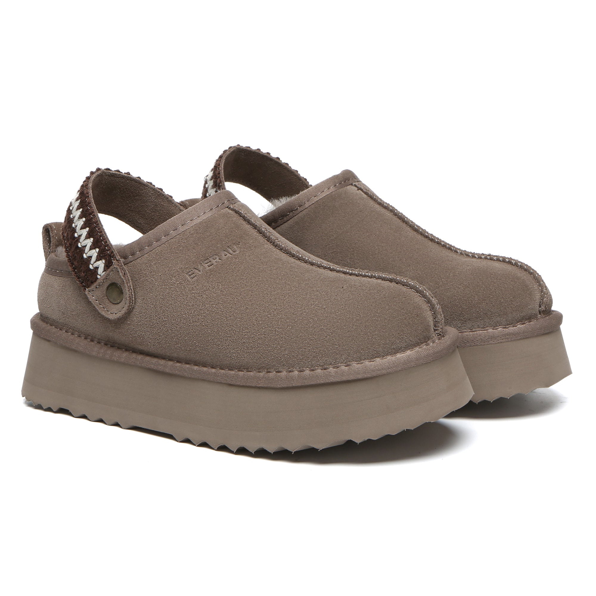 EverUgg slingback knitted platform slippers for women, showing a close-up of the stylish slip-on shoes with textured knitting.